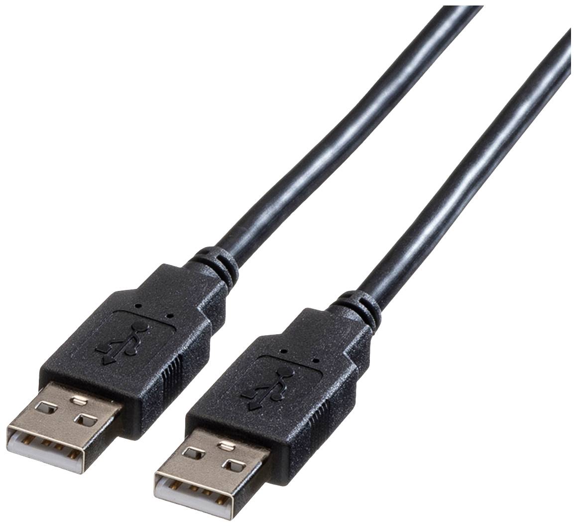 Zwei schwarze USB-Kabel mit Standard-A-Steckern, nebeneinander liegend, vor weißem Hintergrund.
