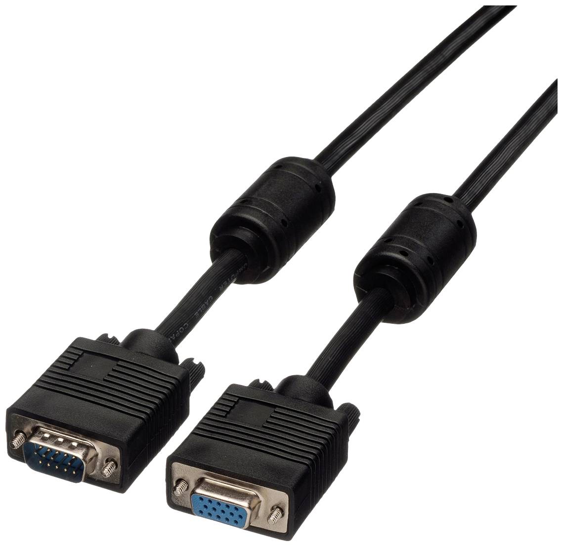 Ein VGA-Monitorkabel mit Stecker an beiden Enden. Geeignet für den Anschluss eines Computers an einen Monitor oder Projektor.