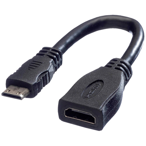 Value HDMI Anschlusskabel HDMI-A Buchse, HDMI-Mini-C Stecker 0.15m Schwarz 11.99.5586 Geschirmt HDMI-Kabel