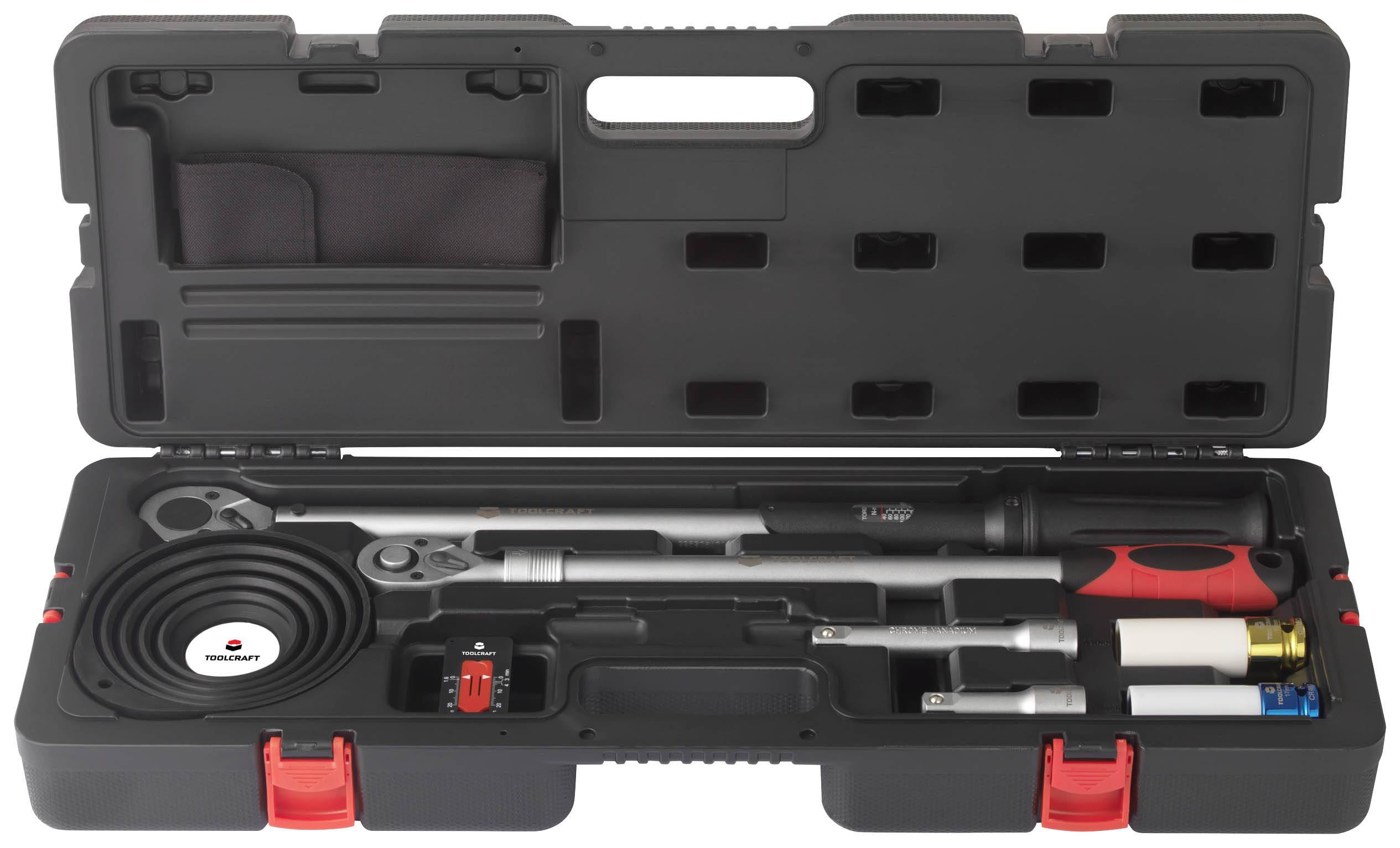 TOOLCRAFT TO-7677363 Profi-Drehmomentschlüssel-Set mit Teleskop-Umschaltknarre 1/2" (12.5 mm) 40 - 210 Nm