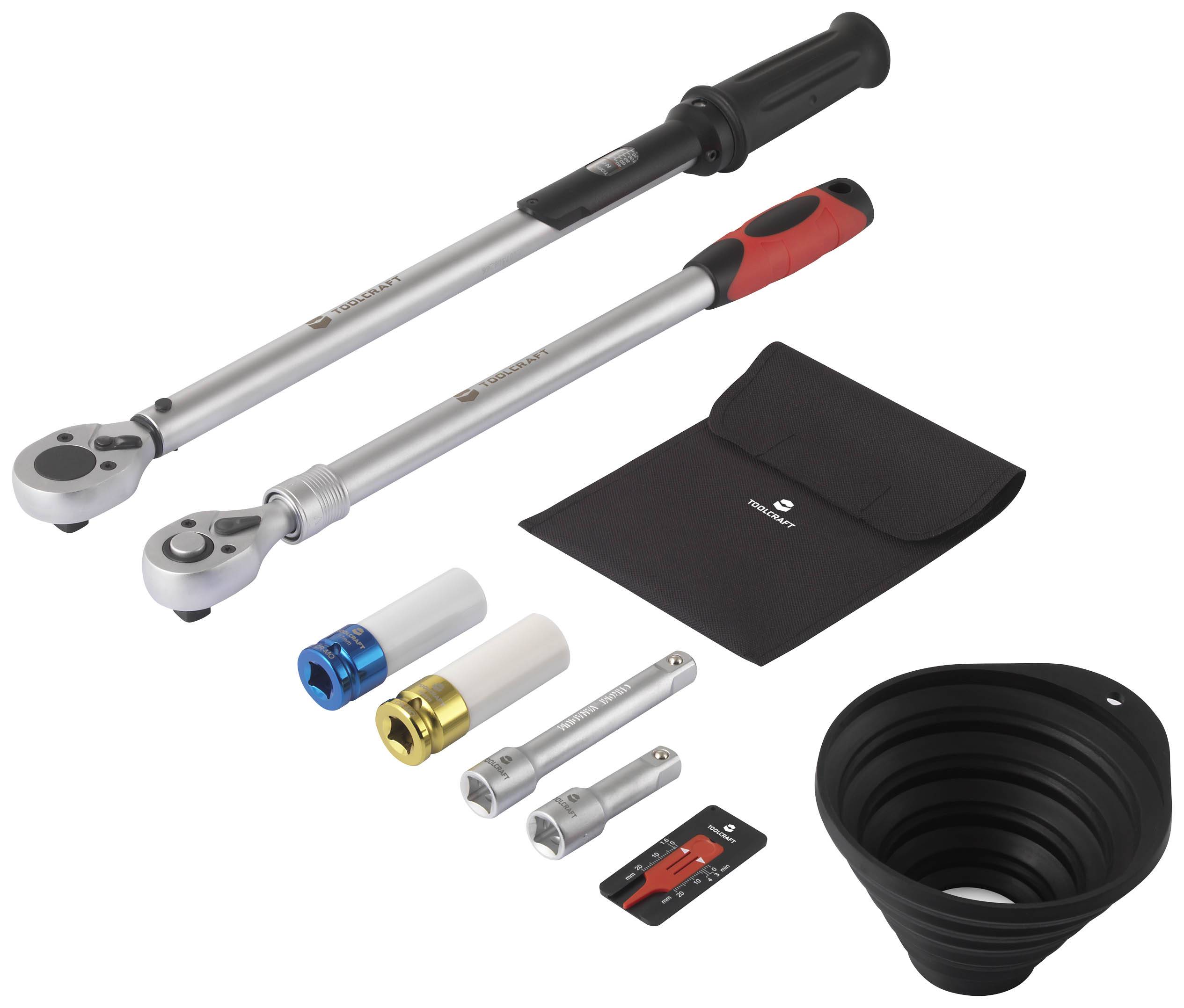 TOOLCRAFT TO-7677363 Profi-Drehmomentschlüssel-Set mit Teleskop-Umschaltknarre 1/2" (12.5 mm) 40 - 210 Nm