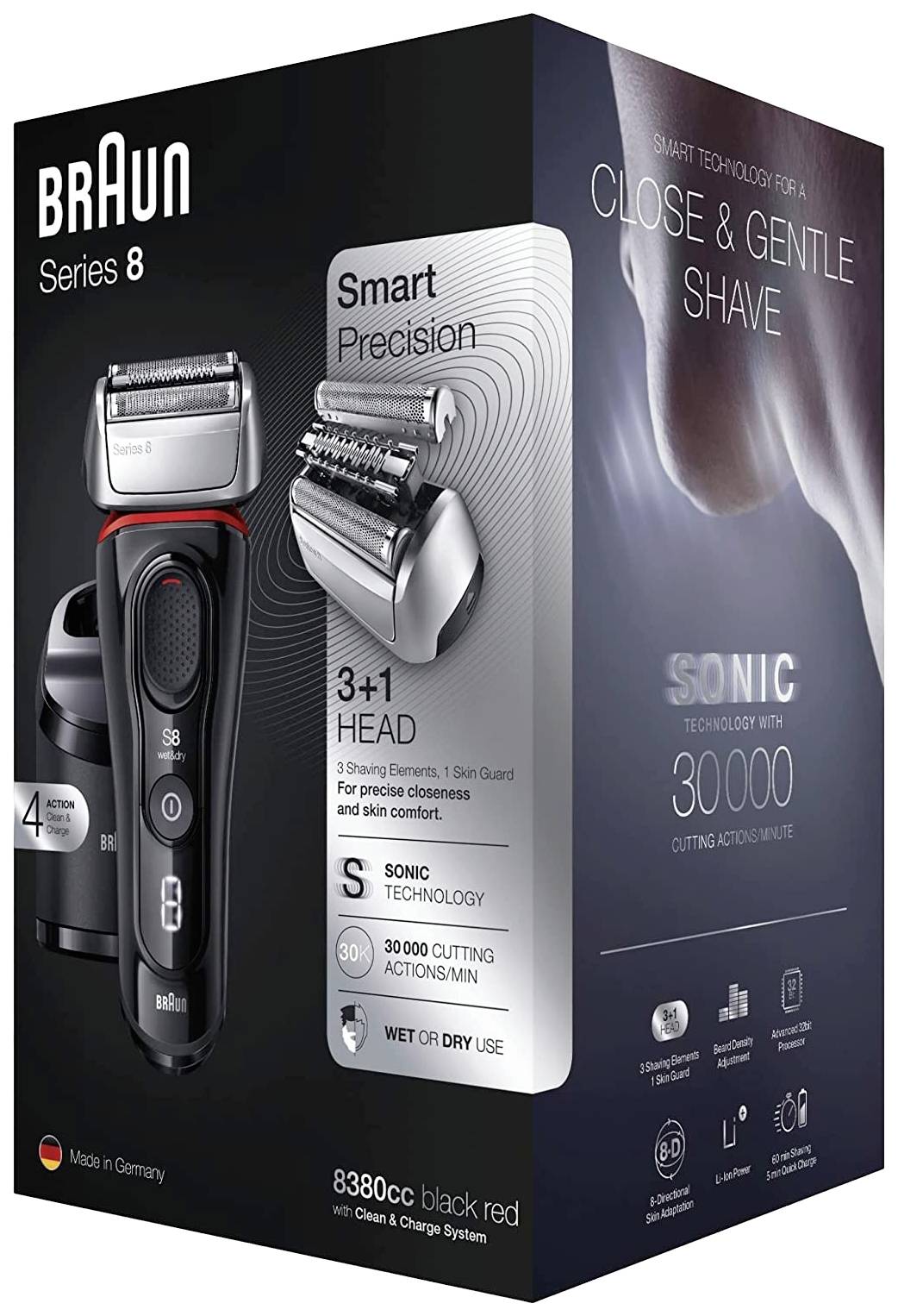 Braun 8380cc Folienrasierer Schwarz, Rot