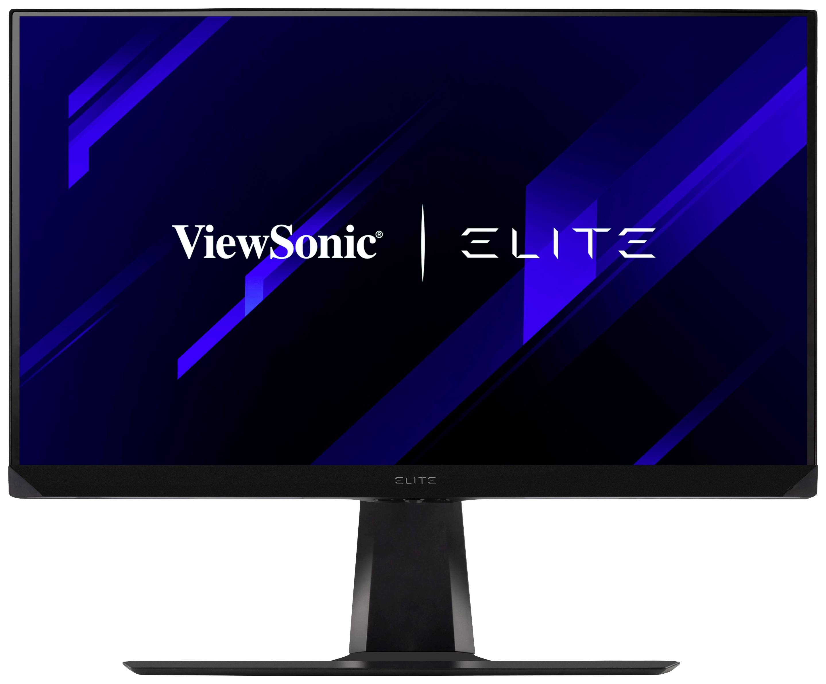 Ein moderner Computerbildschirm mit der Aufschrift 'ViewSonic ELITE' auf einem dunklen Hintergrund mit blauen Akzenten.