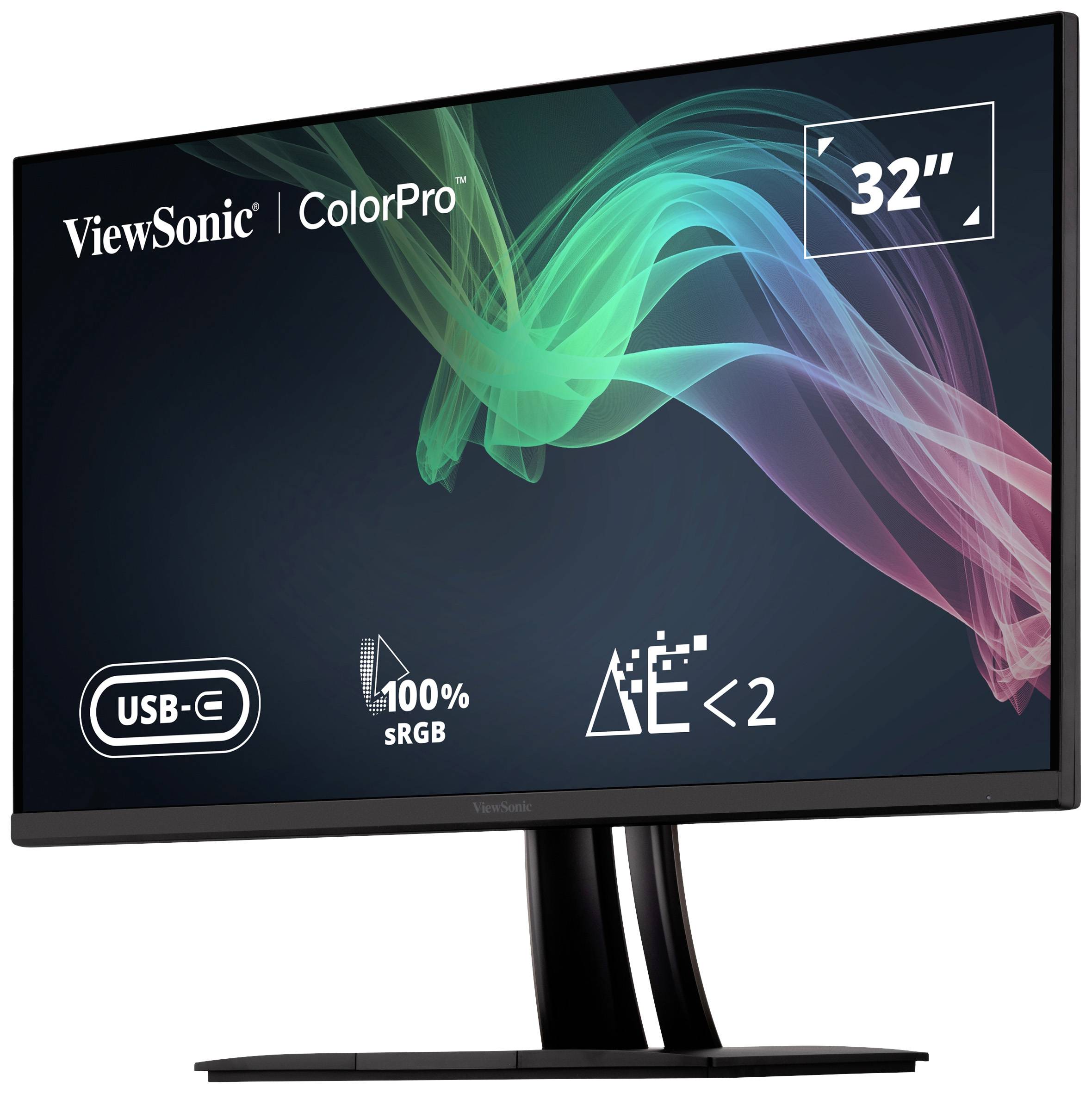 Ein 32-Zoll-ViewSonic-Monitor aus der ColorPro-Serie. Unterstützt USB-C, 100% sRGB, mit energiesparenden Eigenschaften.