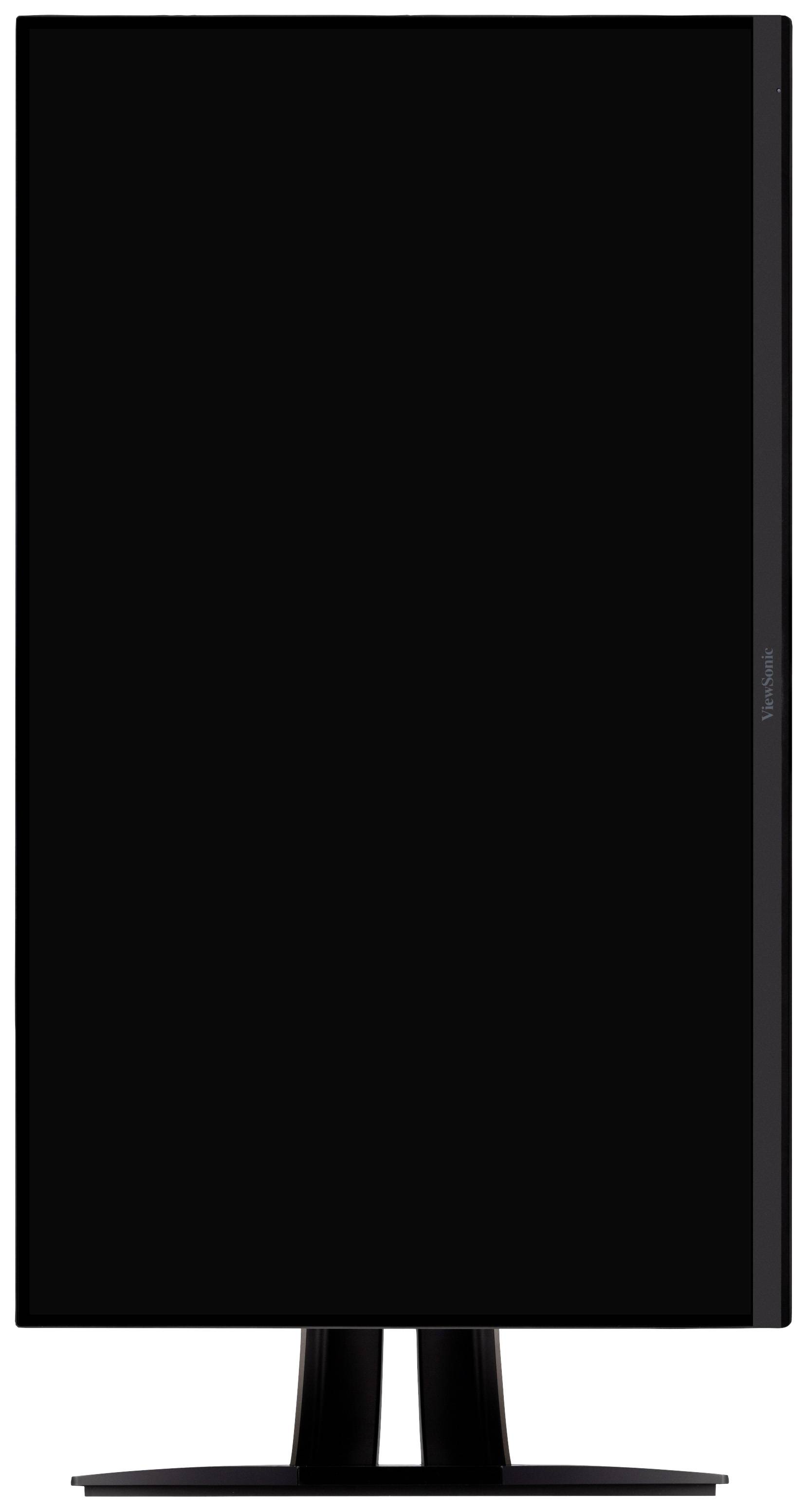 Ein Monitor im Hochformatmodus, vollständig ausgeschaltet, auf einem schwarzen Standfuß.