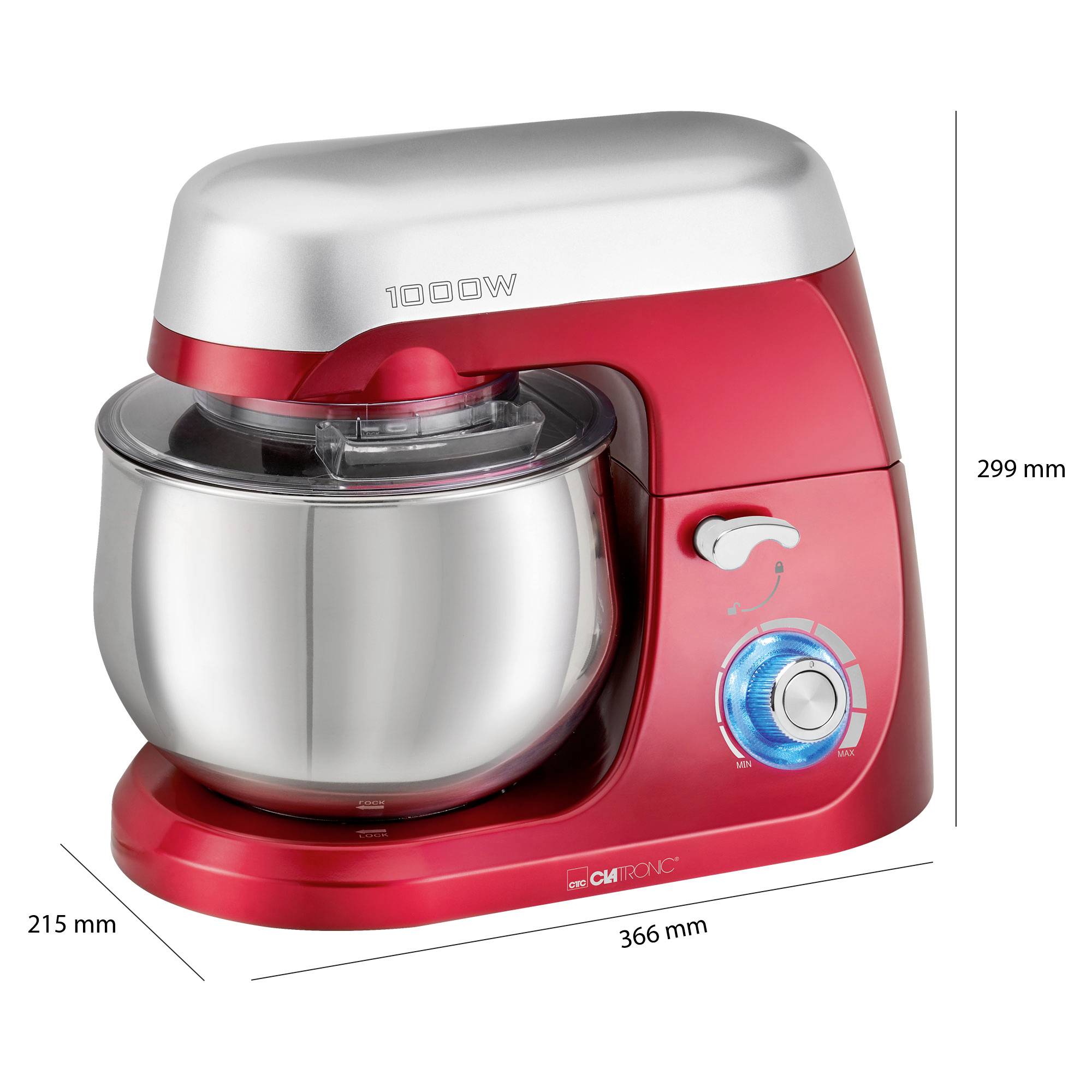 Clatronic KM 3709 Knetmaschine 1000 W Rot