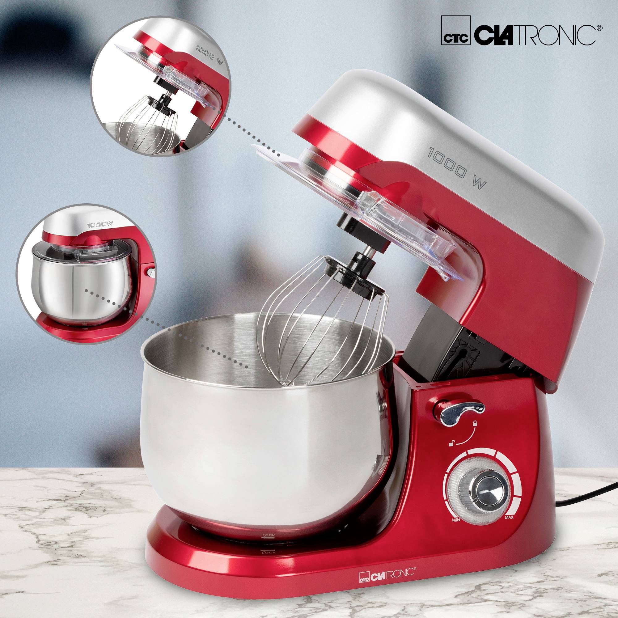 Clatronic KM 3709 Knetmaschine 1000 W Rot