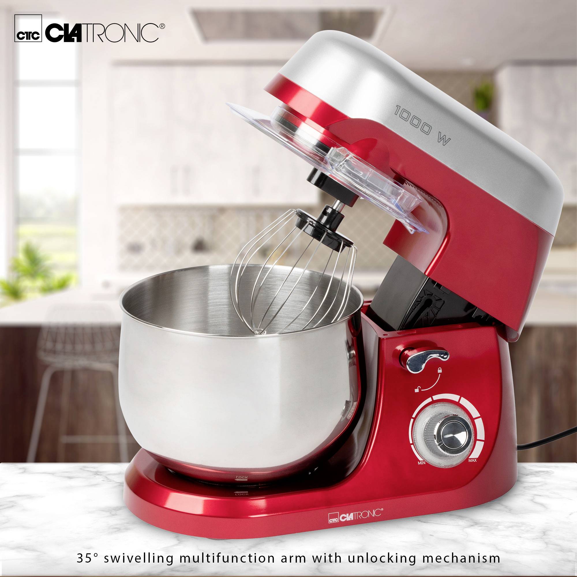 Clatronic KM 3709 Knetmaschine 1000 W Rot