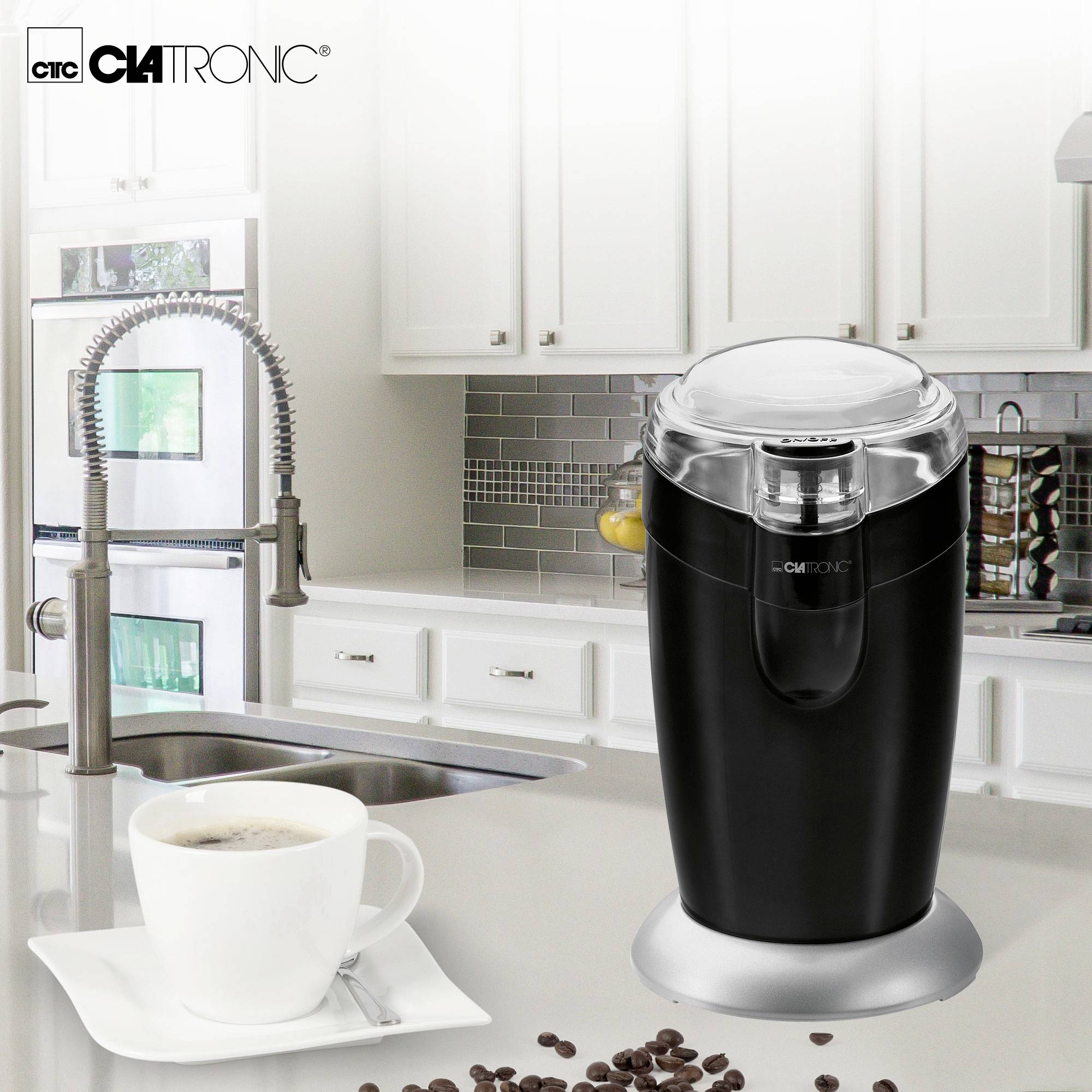 Clatronic KSW 3306 283032 Kaffeemühle Schwarz Edelstahl-Schlagmesser