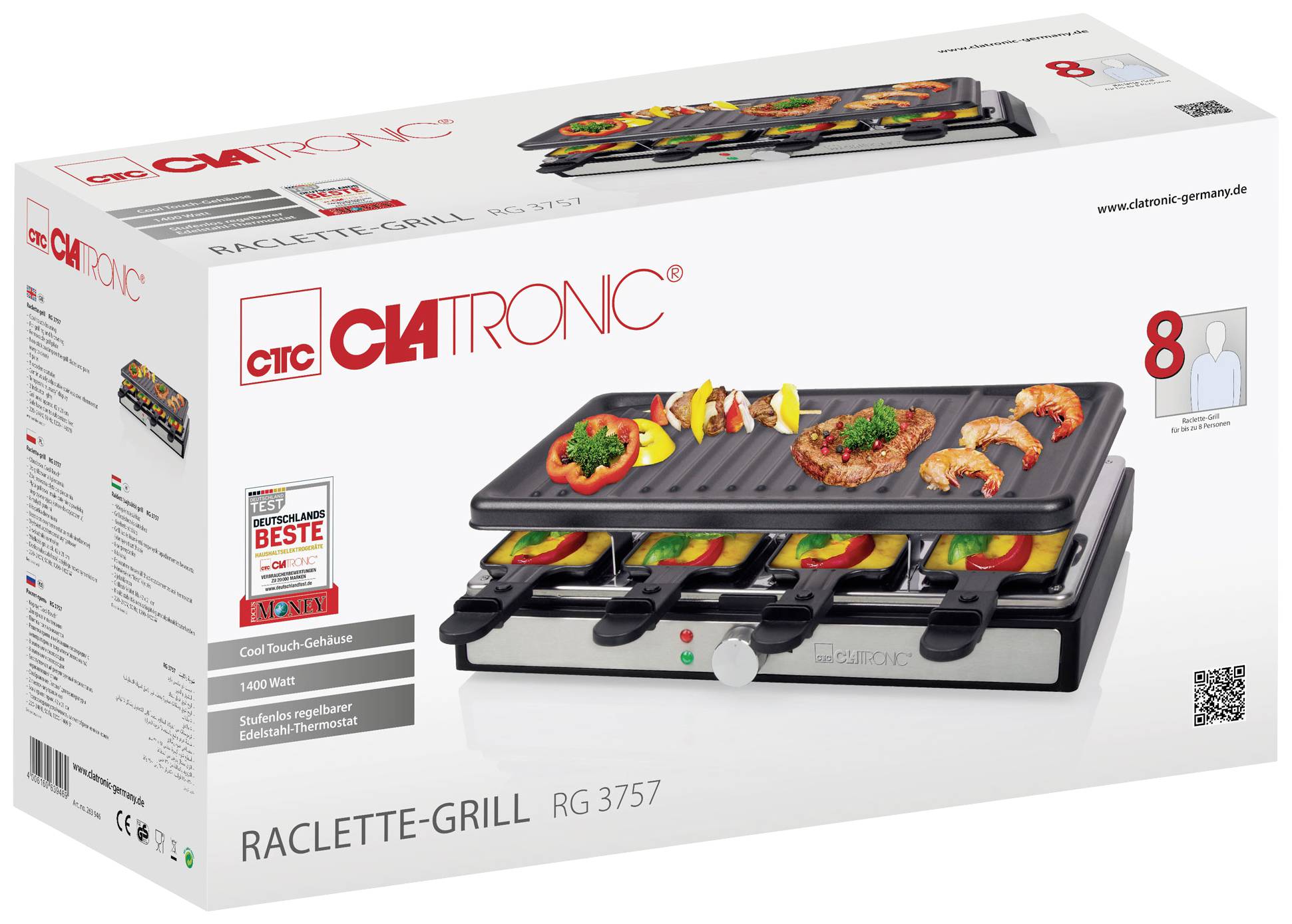 Clatronic RG 3757 Raclette Cool-Touch-Gehäuse