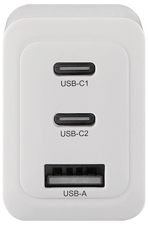 VOLTCRAFT UC-2C1A65W01 USB Ladegerät 65 W 1x USB-A, 2x USB-C® Fast Charge, USB PD 3.0 Weiß Innenbe