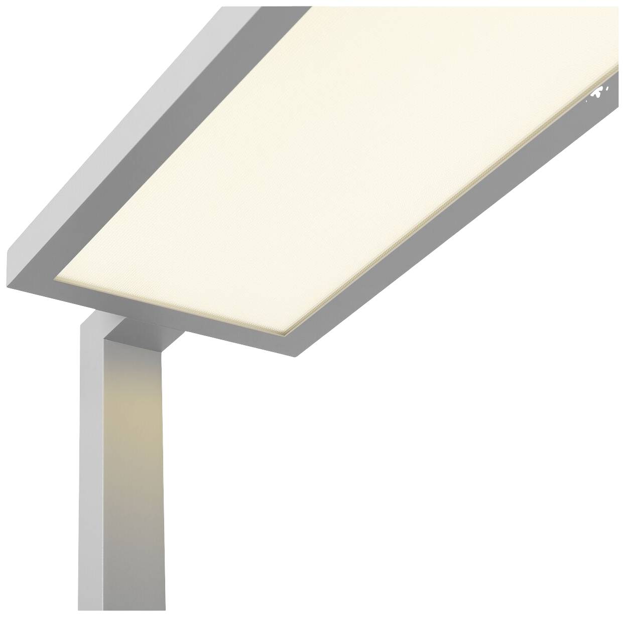 LED-Deckenleuchte in modernem Design, rechteckig mit weißer Leuchtfläche und grauem Rahmen, ideal für Bürobeleuchtung.
