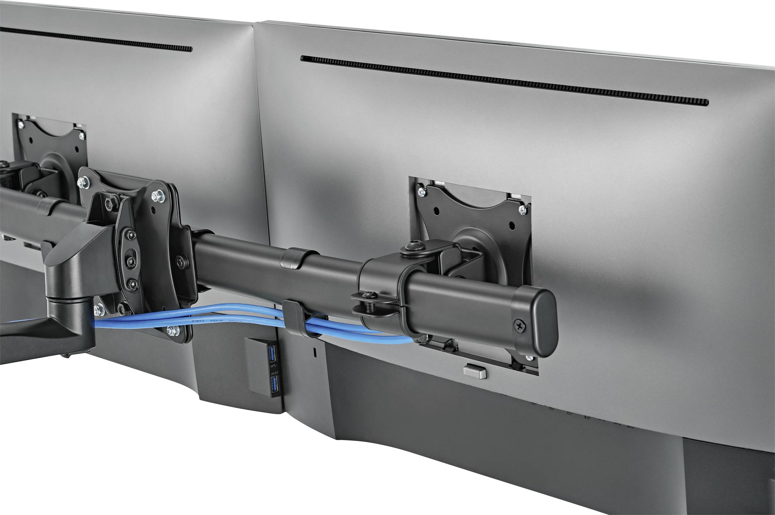 SpeaKa Professional SP-TVM-512 2fach Monitor-Wandhalterung 33,0cm (13") - 68,6cm (27") Schwarz Drehbar, Neigbar, Schwenkbar