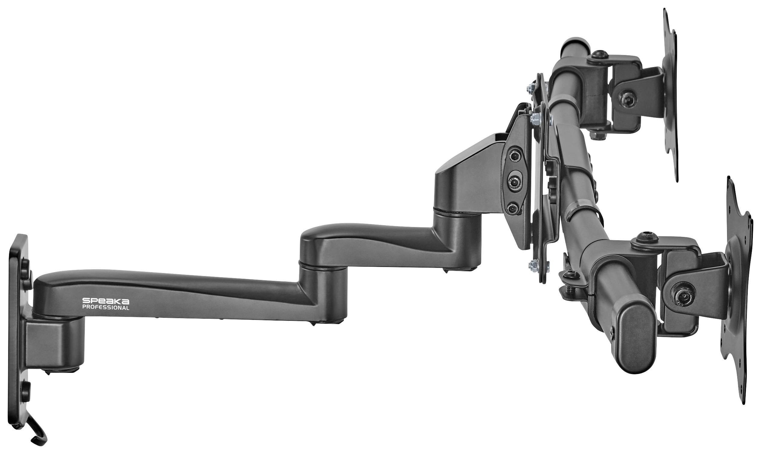 SpeaKa Professional SP-TVM-512 2fach Monitor-Wandhalterung 33,0cm (13") - 68,6cm (27") Schwarz Drehbar, Neigbar, Schwenkbar