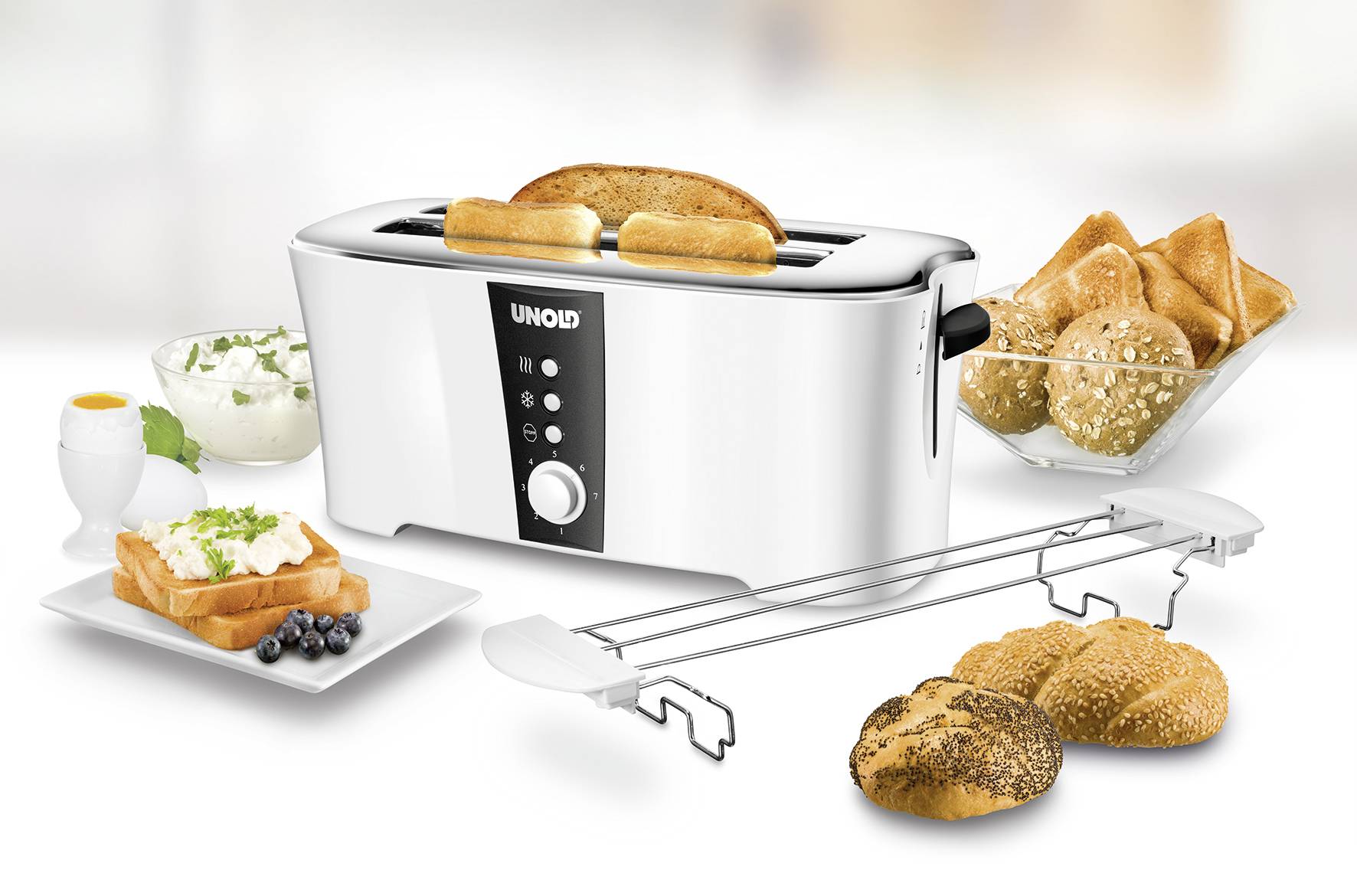 Unold Design Dual Toaster Cool-Touch-Gehäuse Weiß, Schwarz