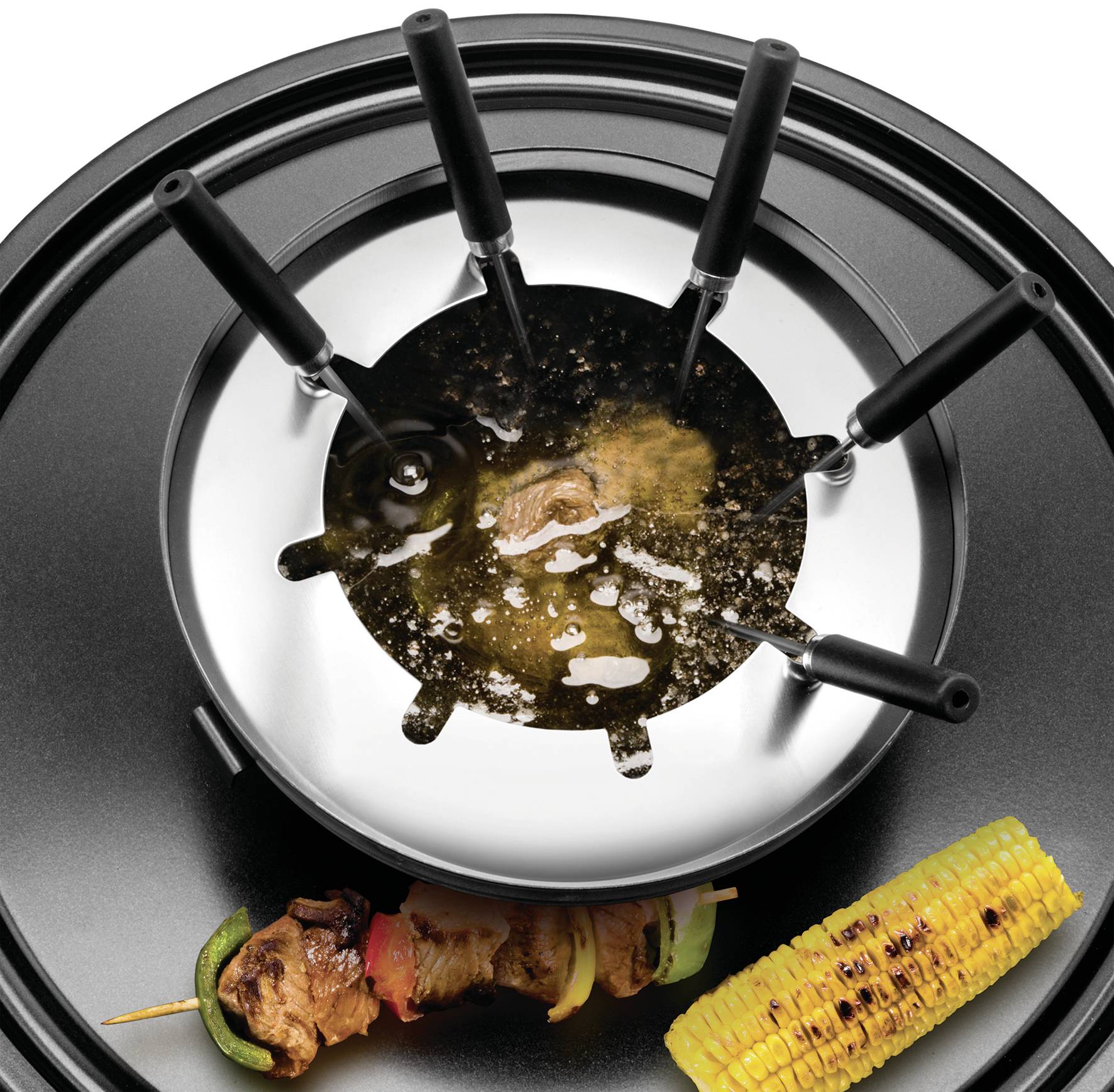 Unold Raclette 8 Fonduegabeln, 8 Pfännchen, Antihaftbeschichtung, stufenloser Temperaturregler Edel