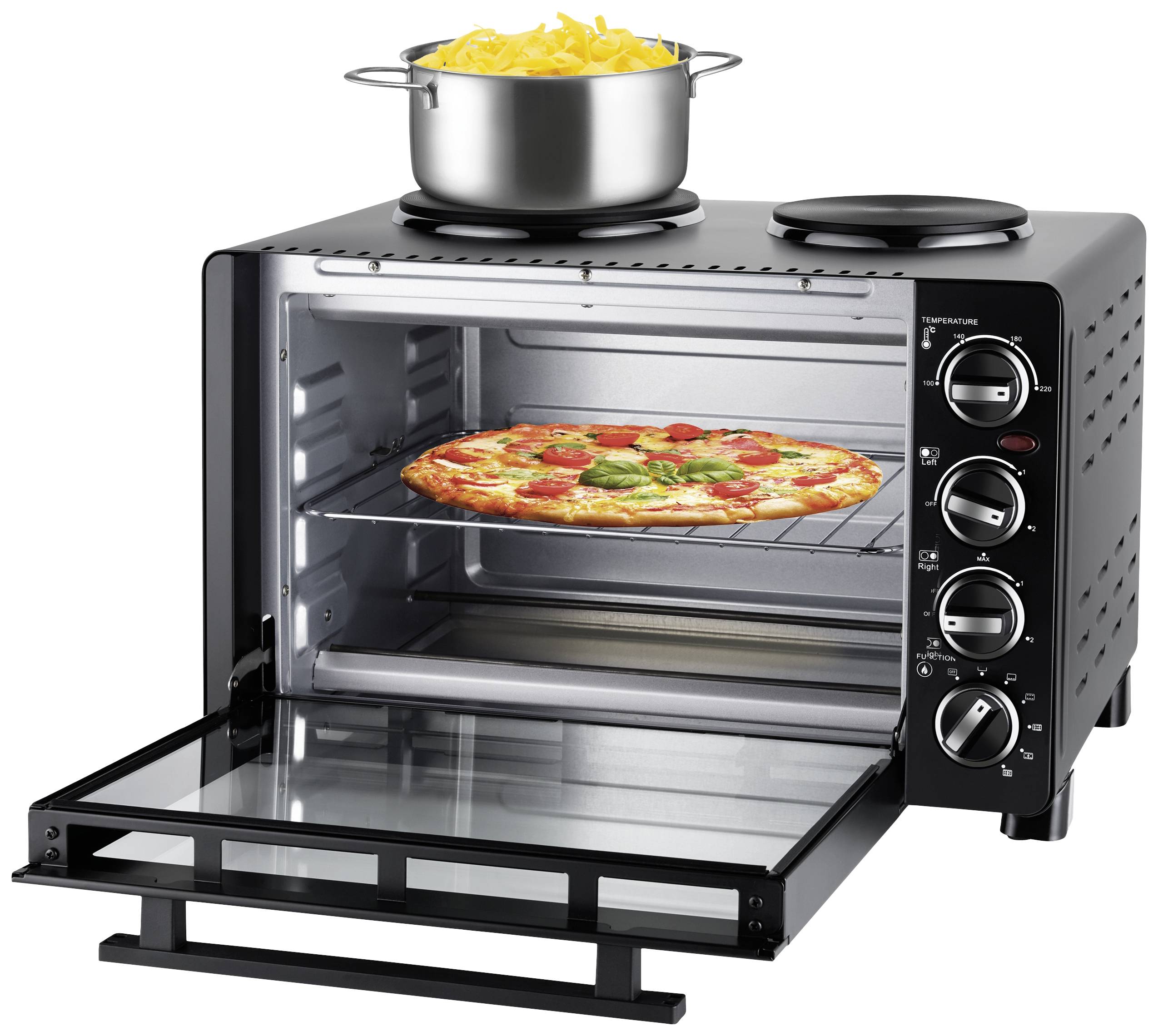 UNOLD 68885 All in One - Elektrischer Ofen mit Kochplatten - 30 Liter - 1.5 kW -