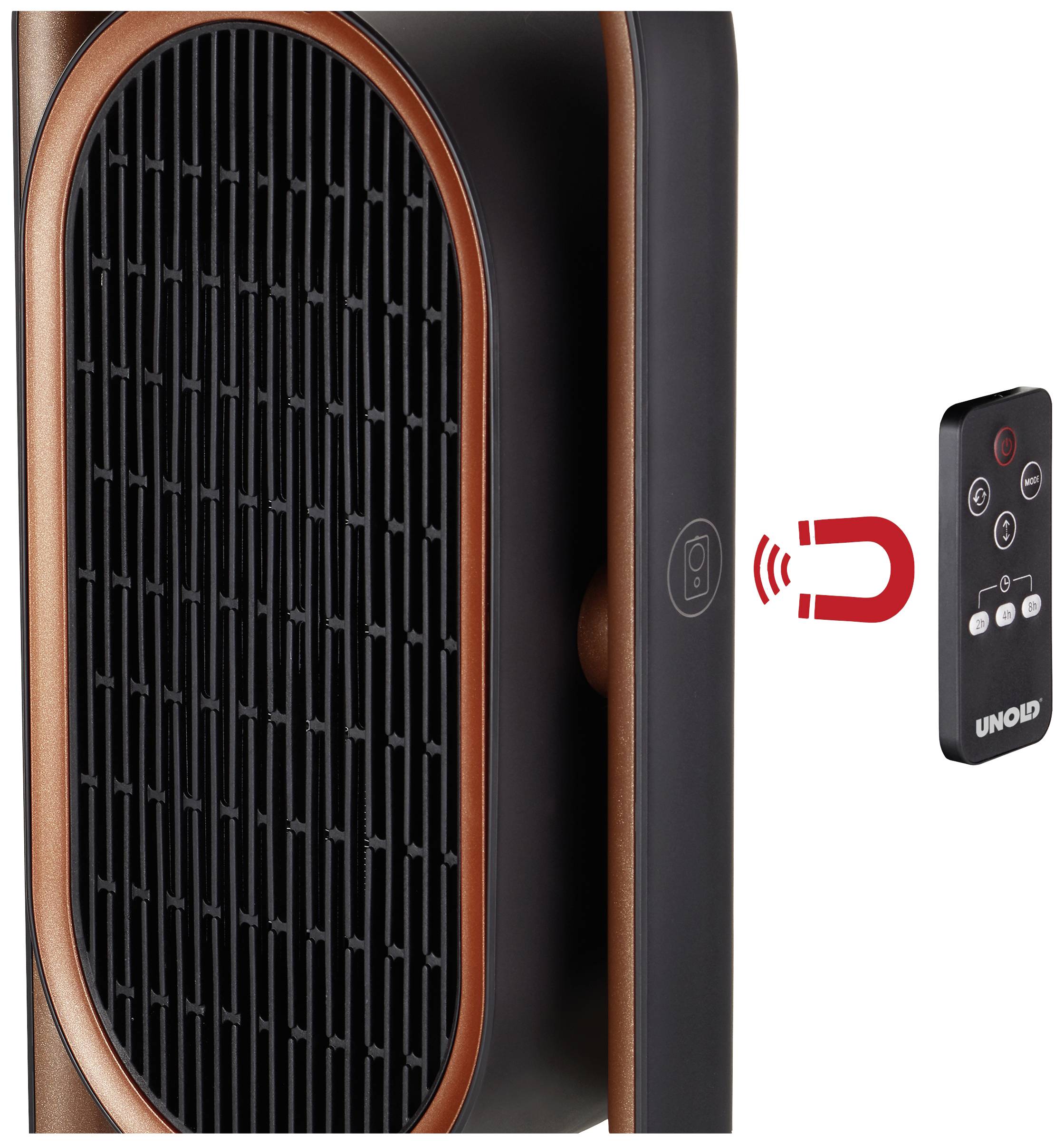 Unold 86535 3D PTC-Keramik-Heizlüfter 3D Kupfer, Schwarz