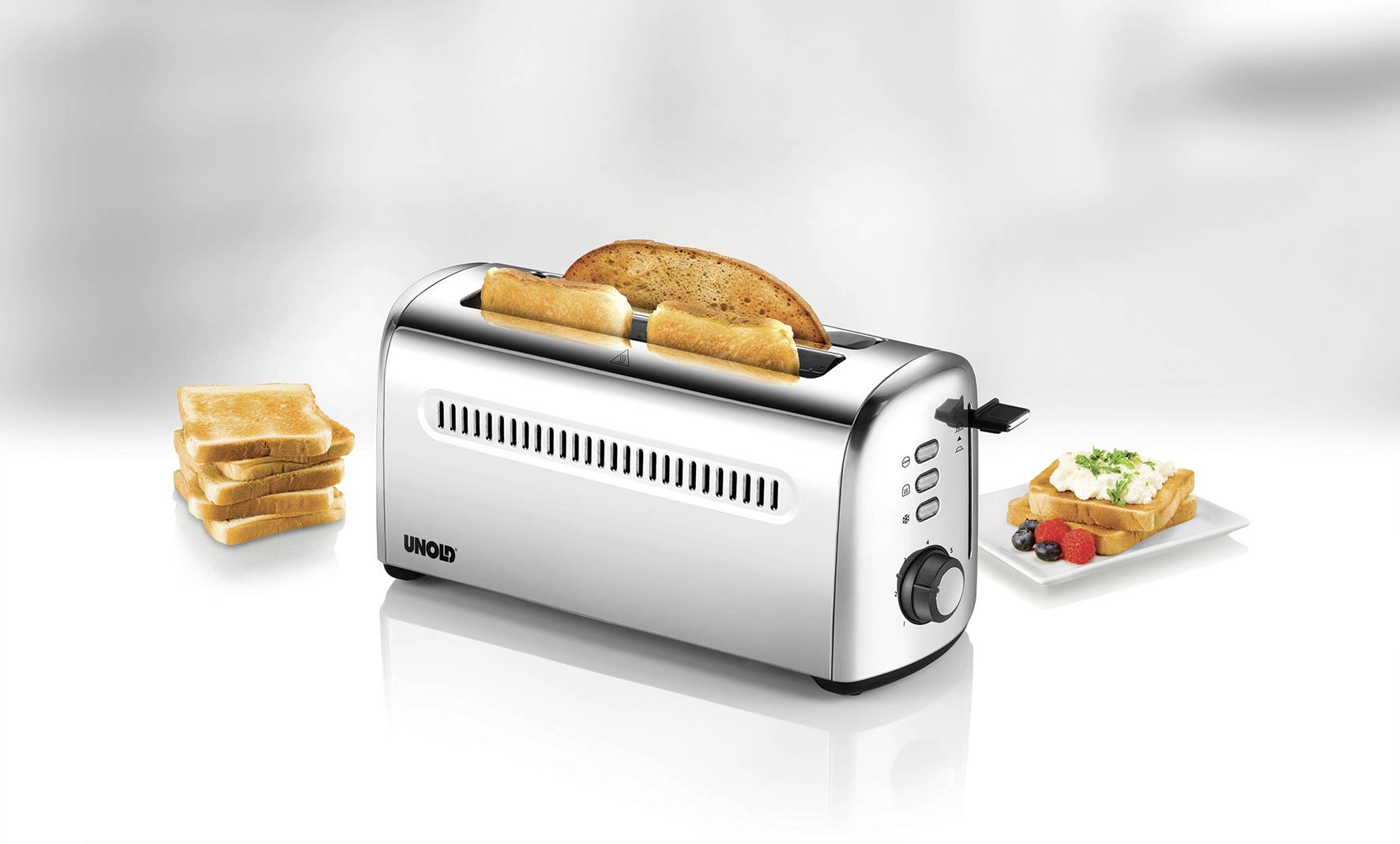 Unold 4er Retro Toaster Kontrollleuchte Edelstahl