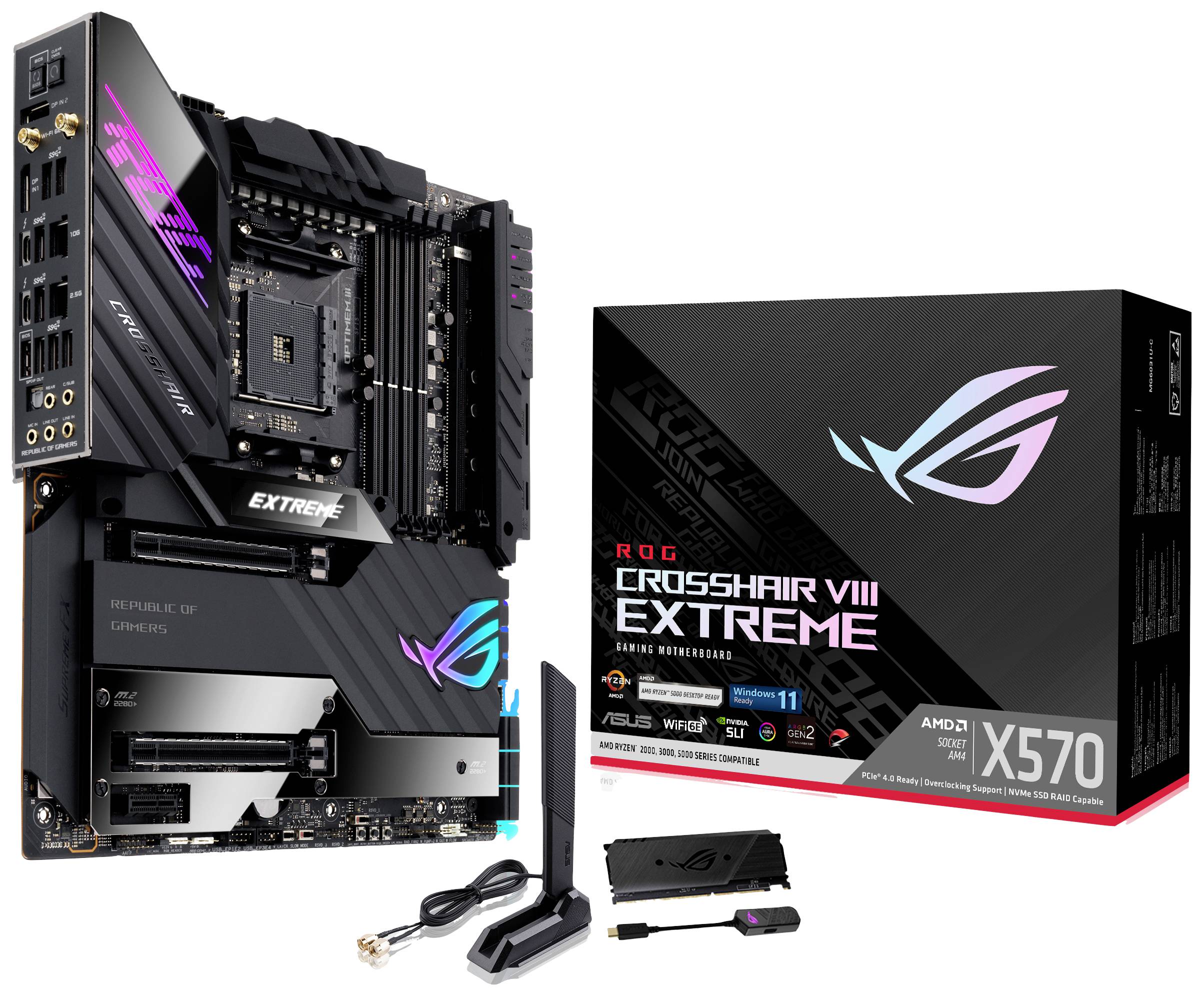 Asus ROG CROSSHAIR VIII EXTREME Mainboard Sockel (PC) AMD® AM4 Formfaktor (Details) ATX Mainboard-Chipsatz AMD® X570