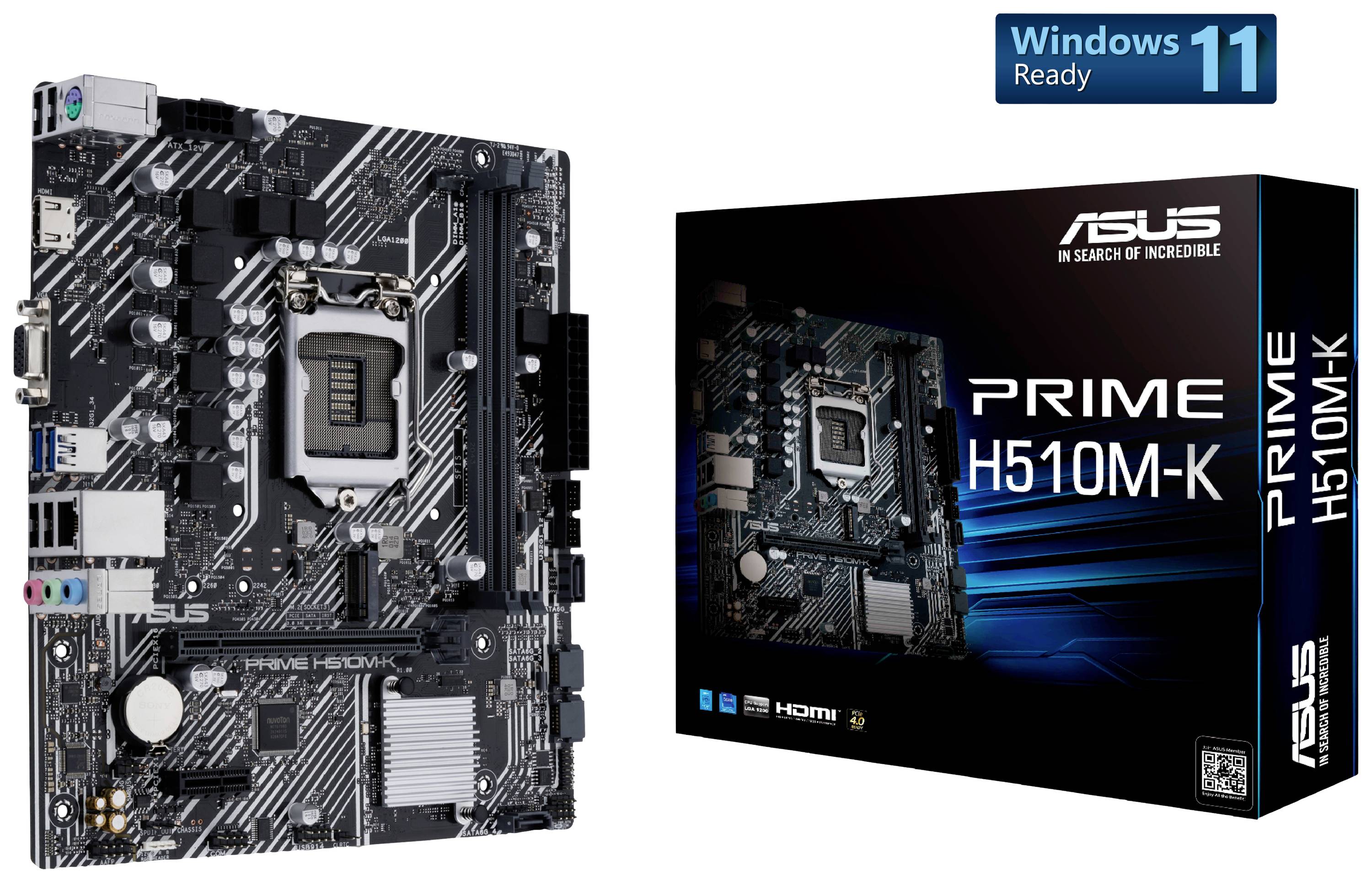 Asus PRIME H510M-K Mainboard Sockel (PC) Intel® LGA 1200 Formfaktor (Details) Micro-ATX Mainboard-Chipsatz Intel® H510