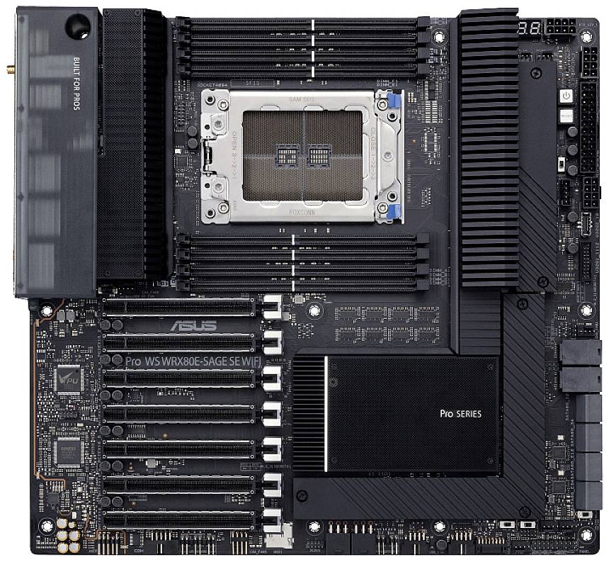 Asus sWRX 8 PRO WS WRX80E-SAGE SE WIFI Mainboard Sockel (PC) AMD® SP3 Formfaktor (Details) ATX Mainboard-Chipsatz AMD® WRX80