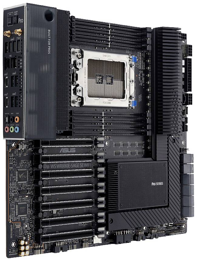 Asus sWRX 8 PRO WS WRX80E-SAGE SE WIFI Mainboard Sockel (PC) AMD® SP3 Formfaktor (Details) ATX Mainboard-Chipsatz AMD® WRX80