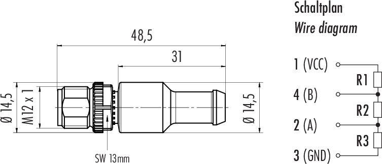 Binder 77 9835 0000 00004-20 Sensor-/Aktor-SteckverStecker, gerade Polzahl Sensoren: 4