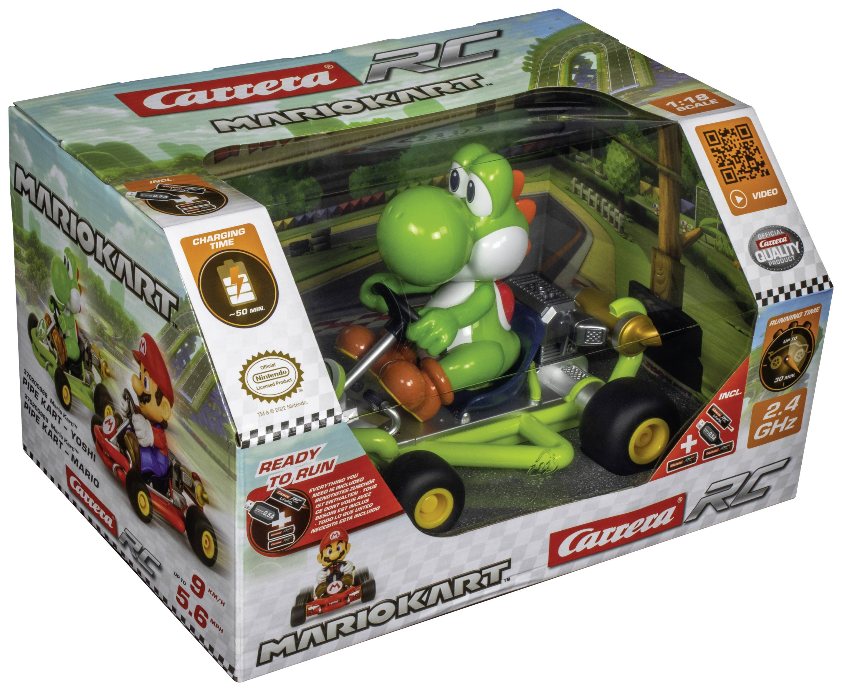 Carrera RC 370200988 Pipe Kart, Yoshi RC Einsteiger Modellauto Elektro Rennwagen