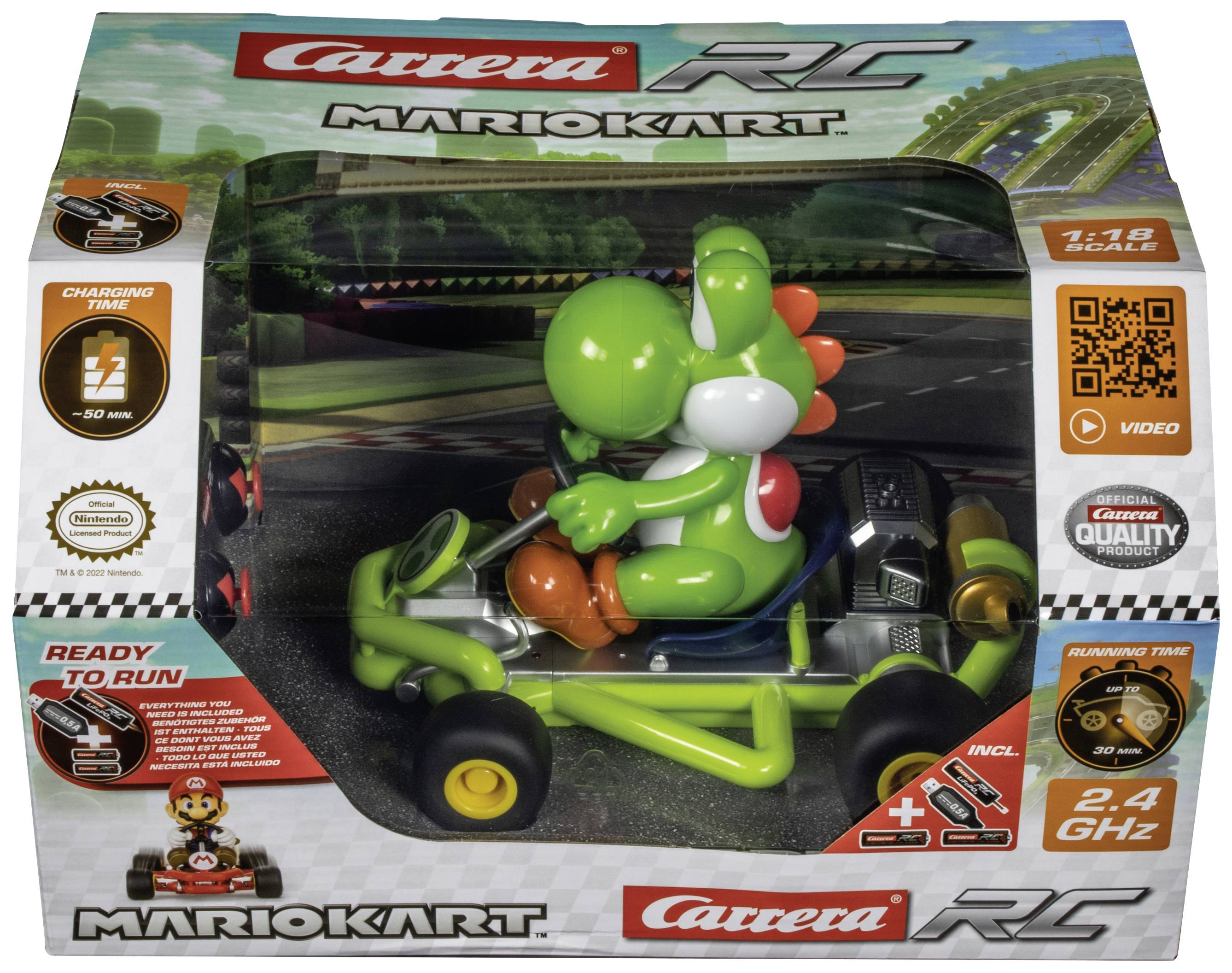 Carrera RC 370200988 Pipe Kart, Yoshi RC Einsteiger Modellauto Elektro Rennwagen