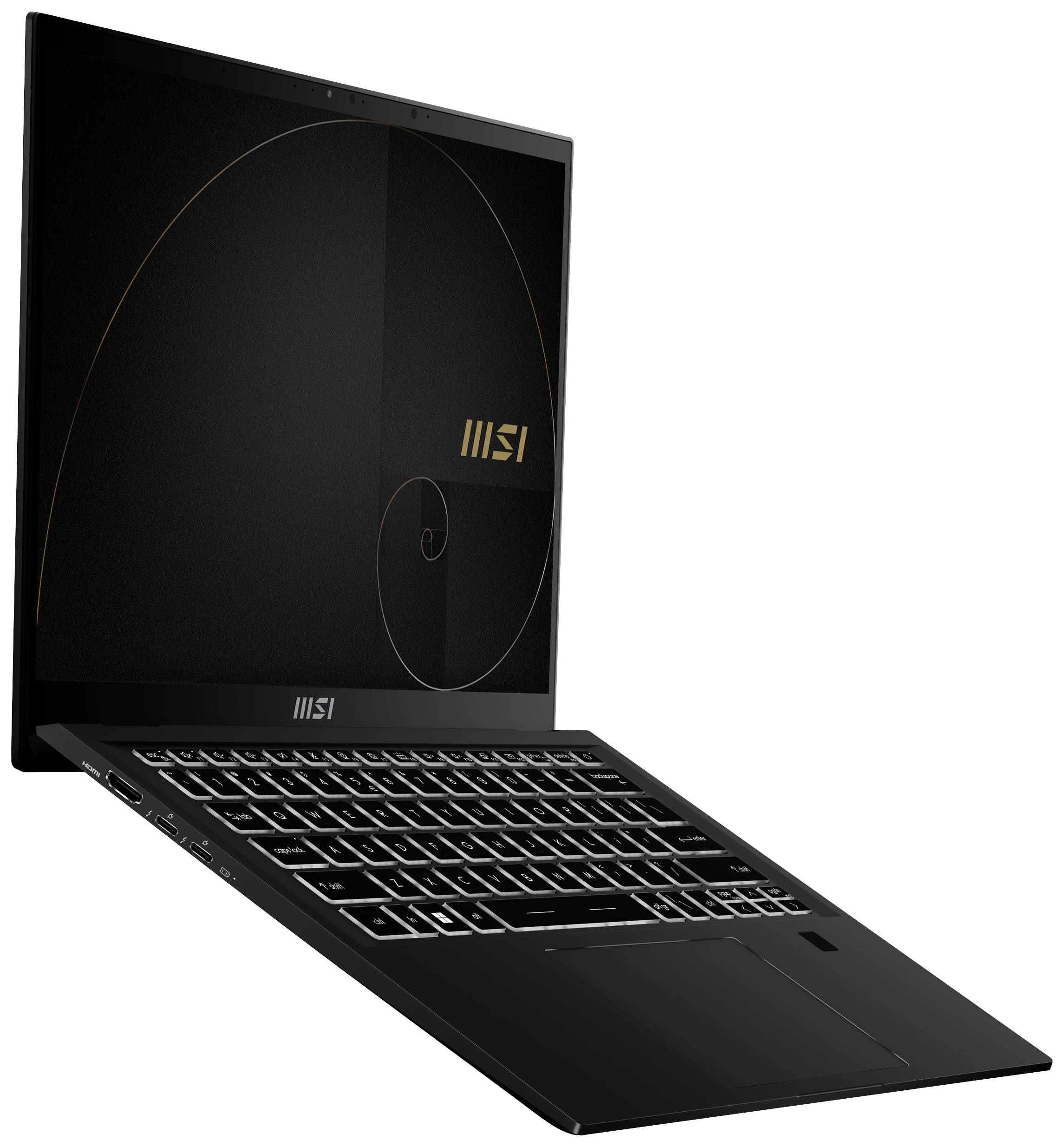MSI Notebook Summit E14 Evo A12M-050 35.6 cm (14 Zoll) Full-HD+ Intel® Core™ i7 1280P 16 GB RAM 1 TB SSD Deutsch, QWERTZ Schwarz 0014F1-05