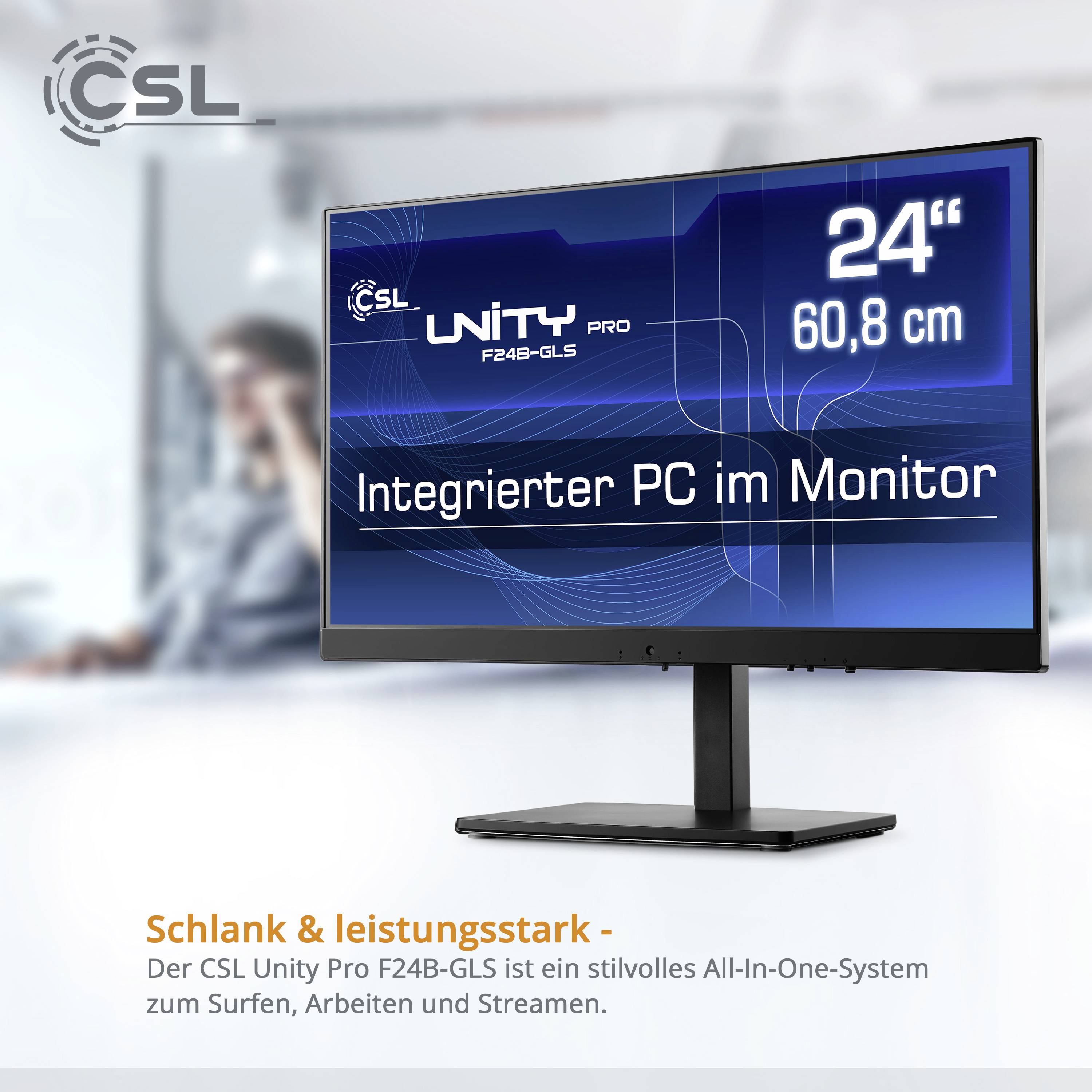 CSL Computer All-in-One PC Unity PRO F24B-GLS 60.5cm (23.8 Zoll) Full HD Intel® Celeron® N4120 16GB RAM 512GB SSD Intel UHD