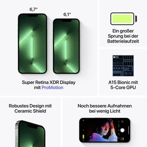 Apple iPhone 13 Pro Alpingrün 512 GB 15.5 cm (6.1 Zoll) Apple iPhone 13 Pro Alpingrün 512 GB 15.5 cm (6.1 Zoll)