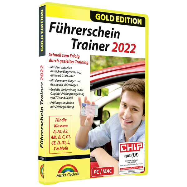 Markt & Technik Führerschein Trainer 2022 Gold Edition Vollversion, 1 Lizenz Windows, Mac Führersch