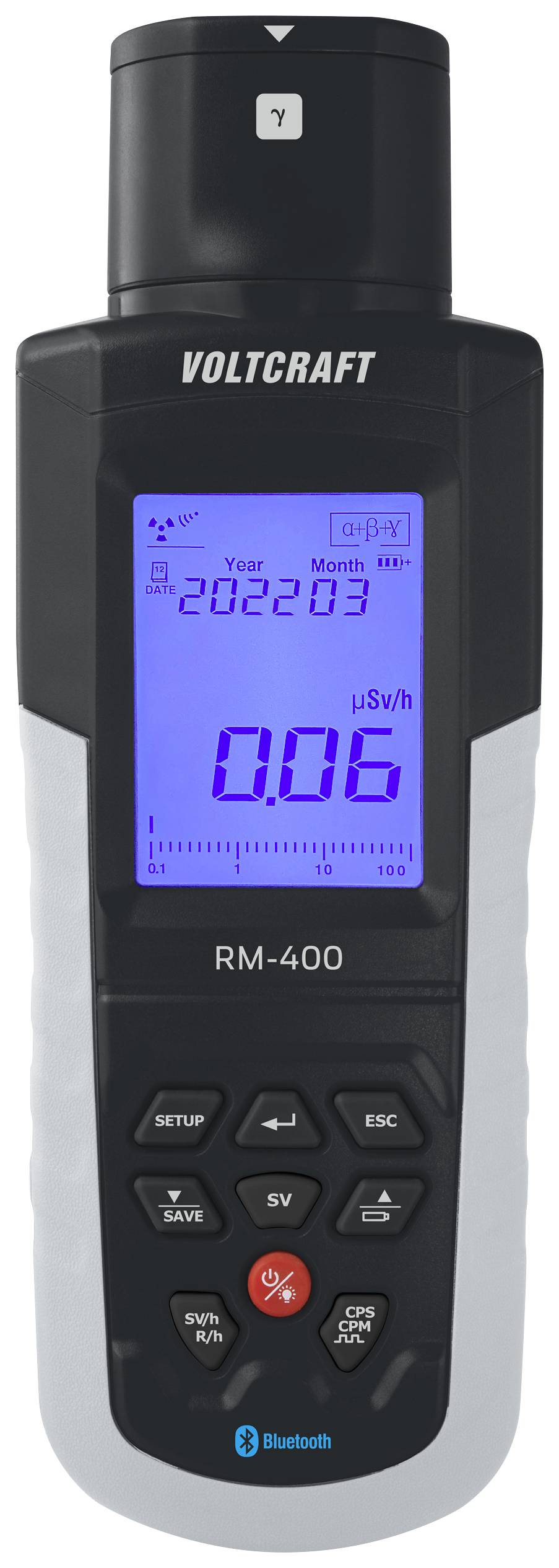 VOLTCRAFT RM-400 Geigerzähler Strahlung: Alpha, Beta, Gamma, Röntgen akustischer Warnton, inkl. Auswertungssoftware, Datenlogger