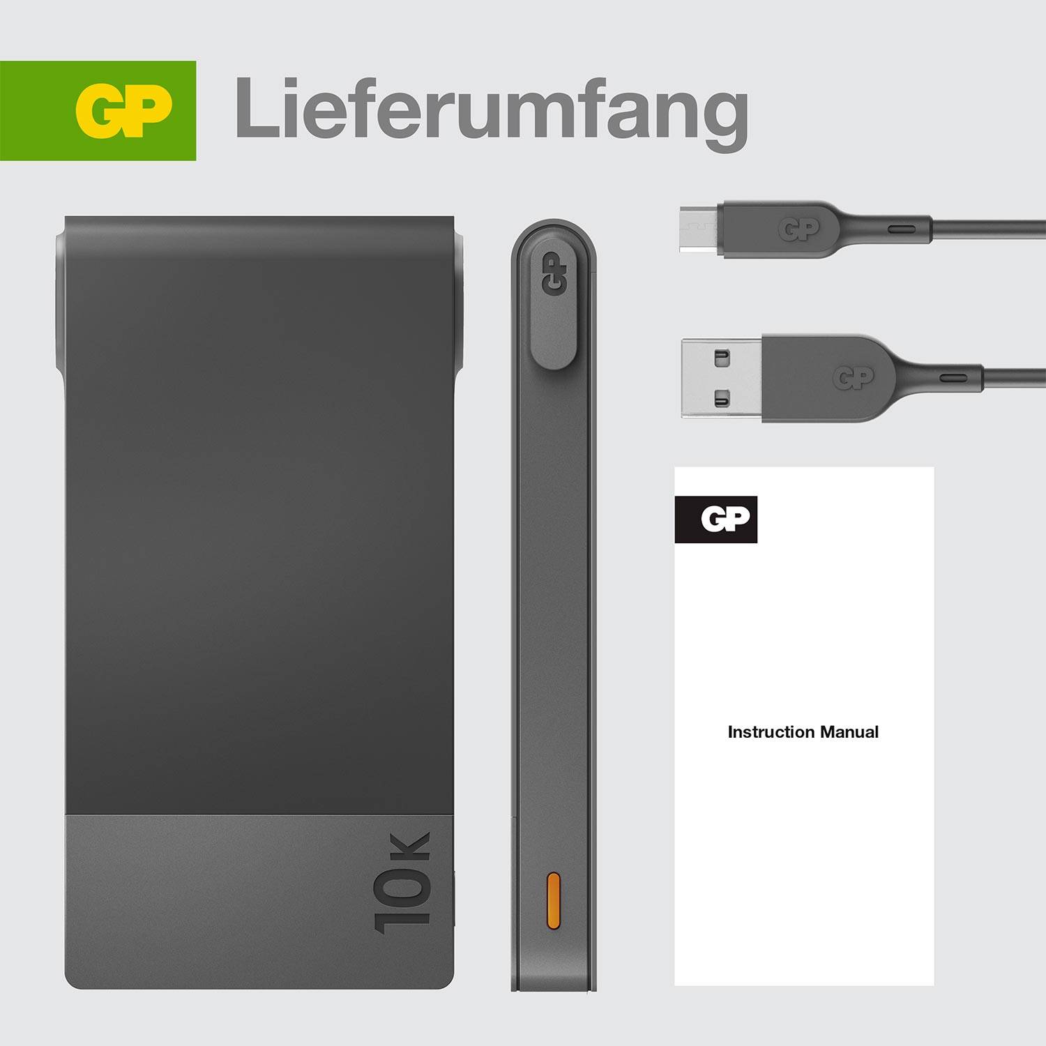 GP MP10B Powerbank 10000 mAh USB PD Li-Ion Grau