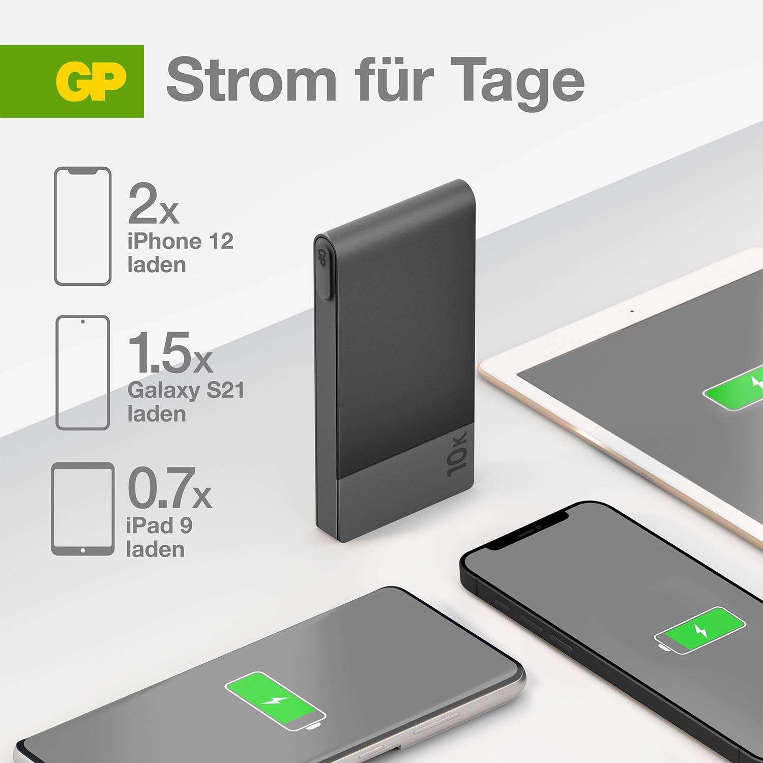 GP MP10B Powerbank 10000 mAh USB PD Li-Ion Grau
