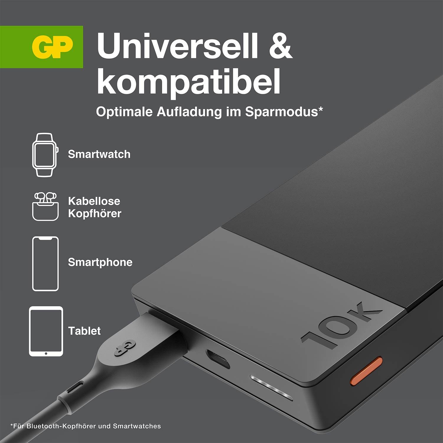 GP MP10B Powerbank 10000 mAh USB PD Li-Ion Grau