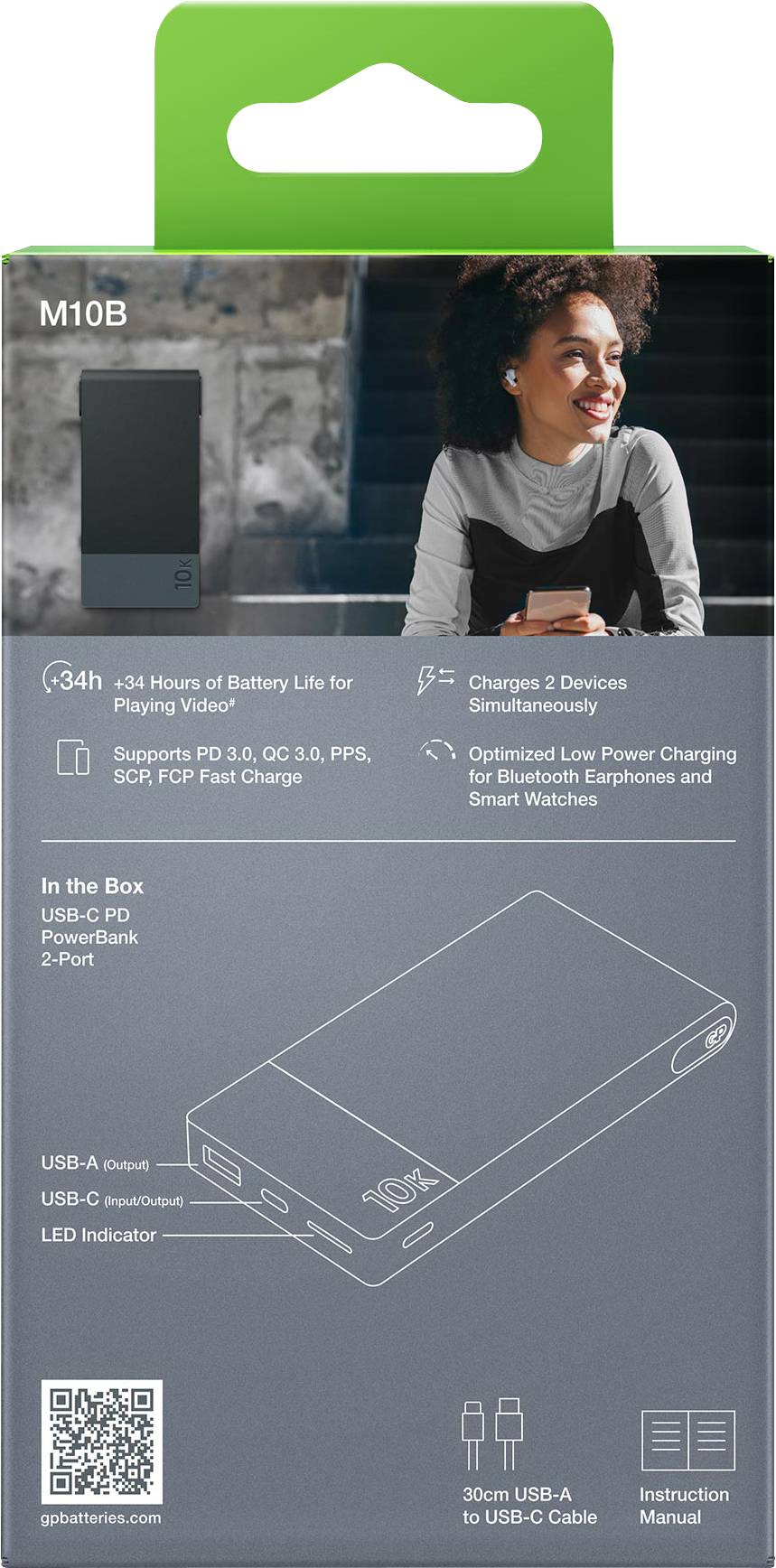 GP MP10B Powerbank 10000 mAh USB PD Li-Ion Grau