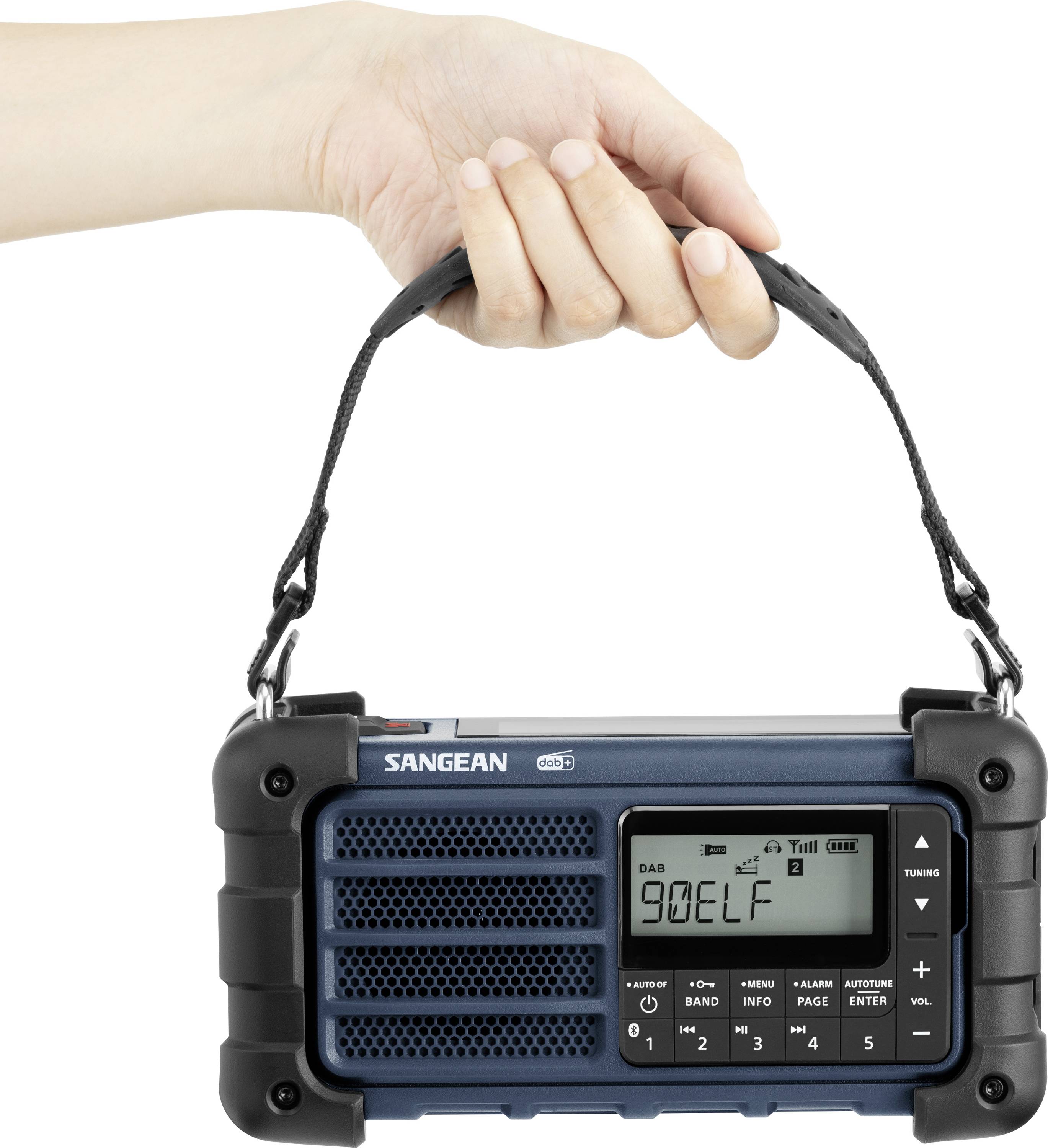 Sangean MMR-99 Outdoorradio DAB+, DAB, UKW Notfallradio, Bluetooth® Solarpanel, spritzwassergeschützt, staubdicht, Taschenlampe