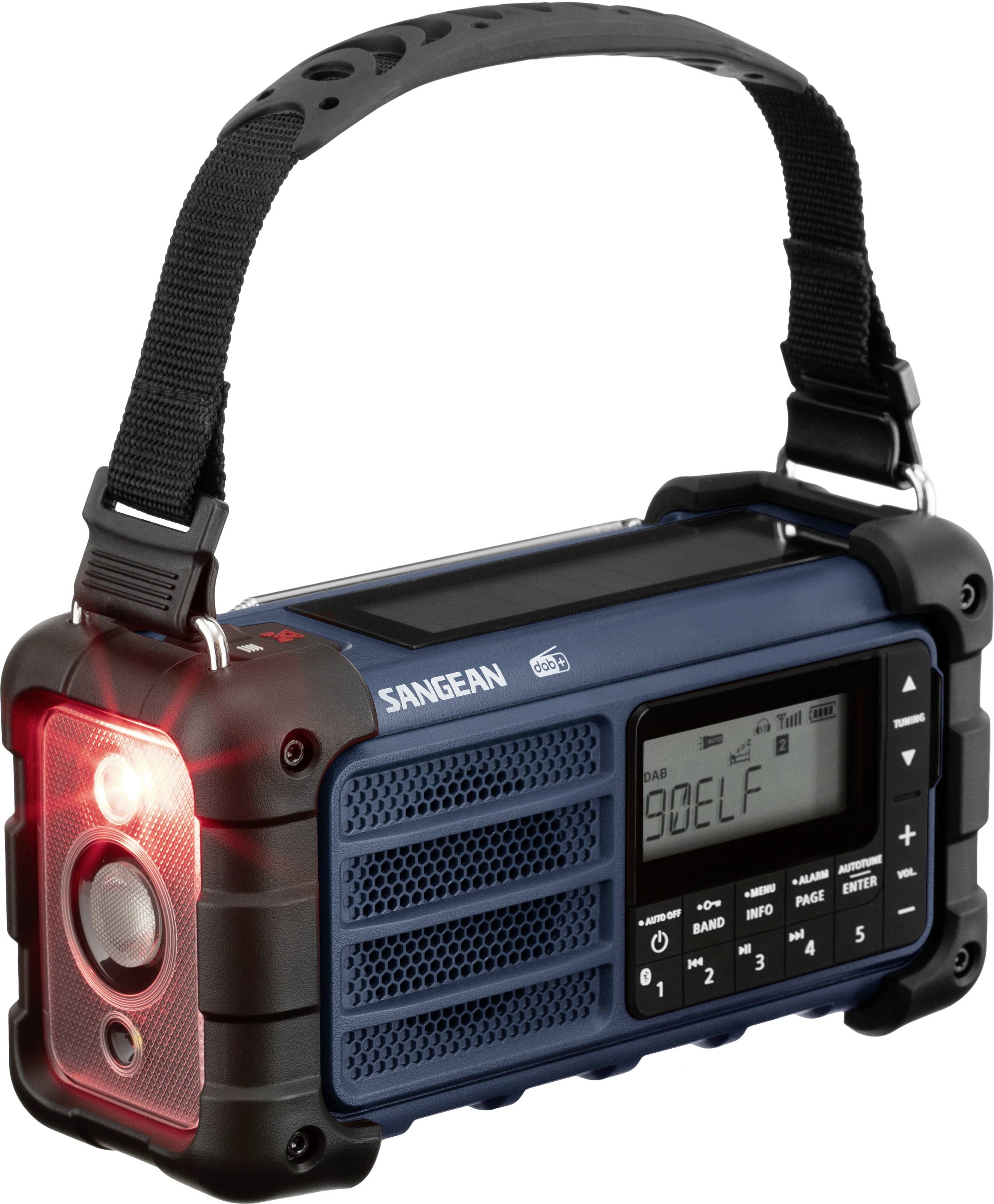 Sangean MMR-99 Outdoorradio DAB+, DAB, UKW Notfallradio, Bluetooth® Solarpanel, spritzwassergeschützt, staubdicht, Taschenlampe