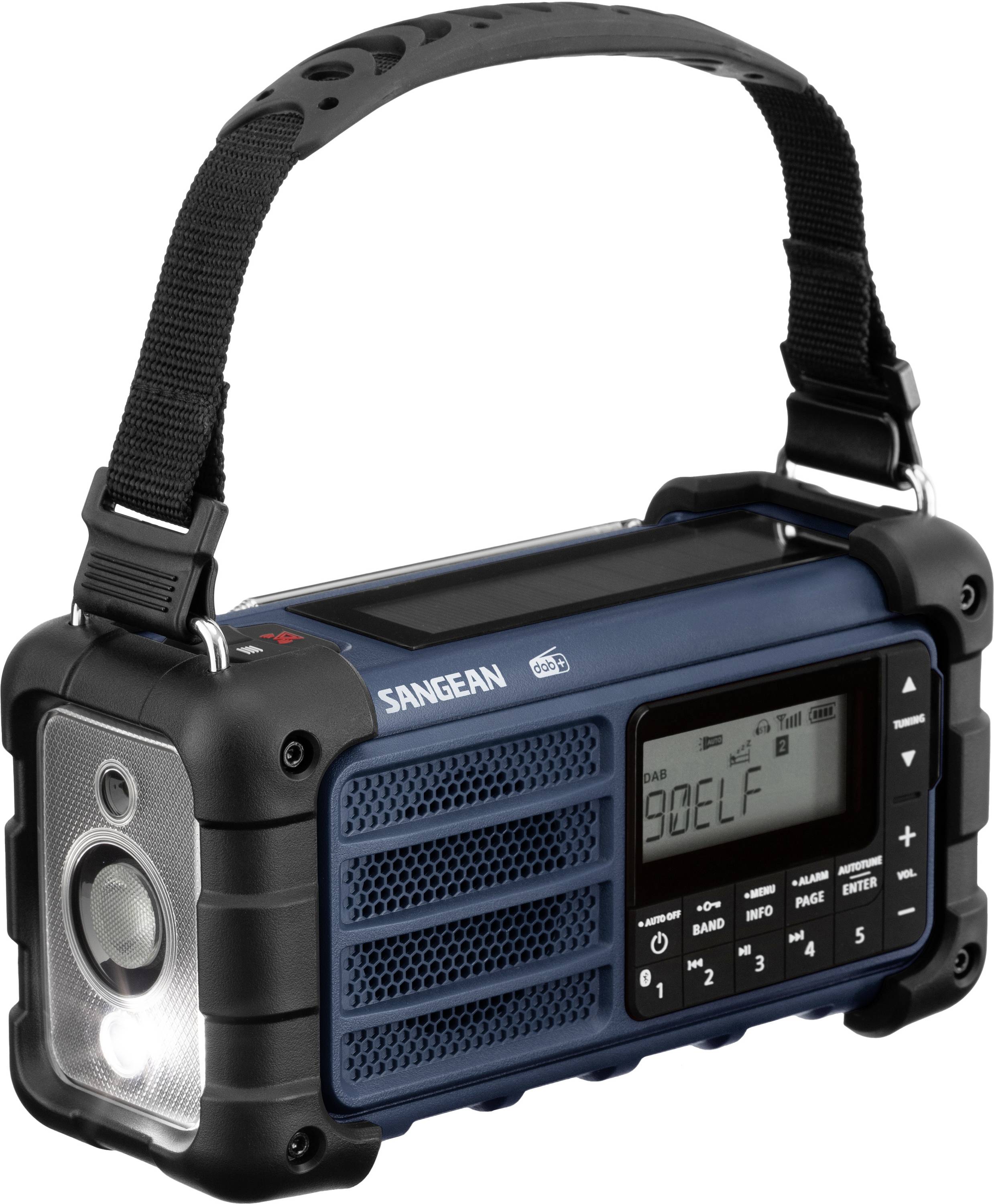 Sangean MMR-99 Outdoorradio DAB+, DAB, UKW Notfallradio, Bluetooth® Solarpanel, spritzwassergeschützt, staubdicht, Taschenlampe