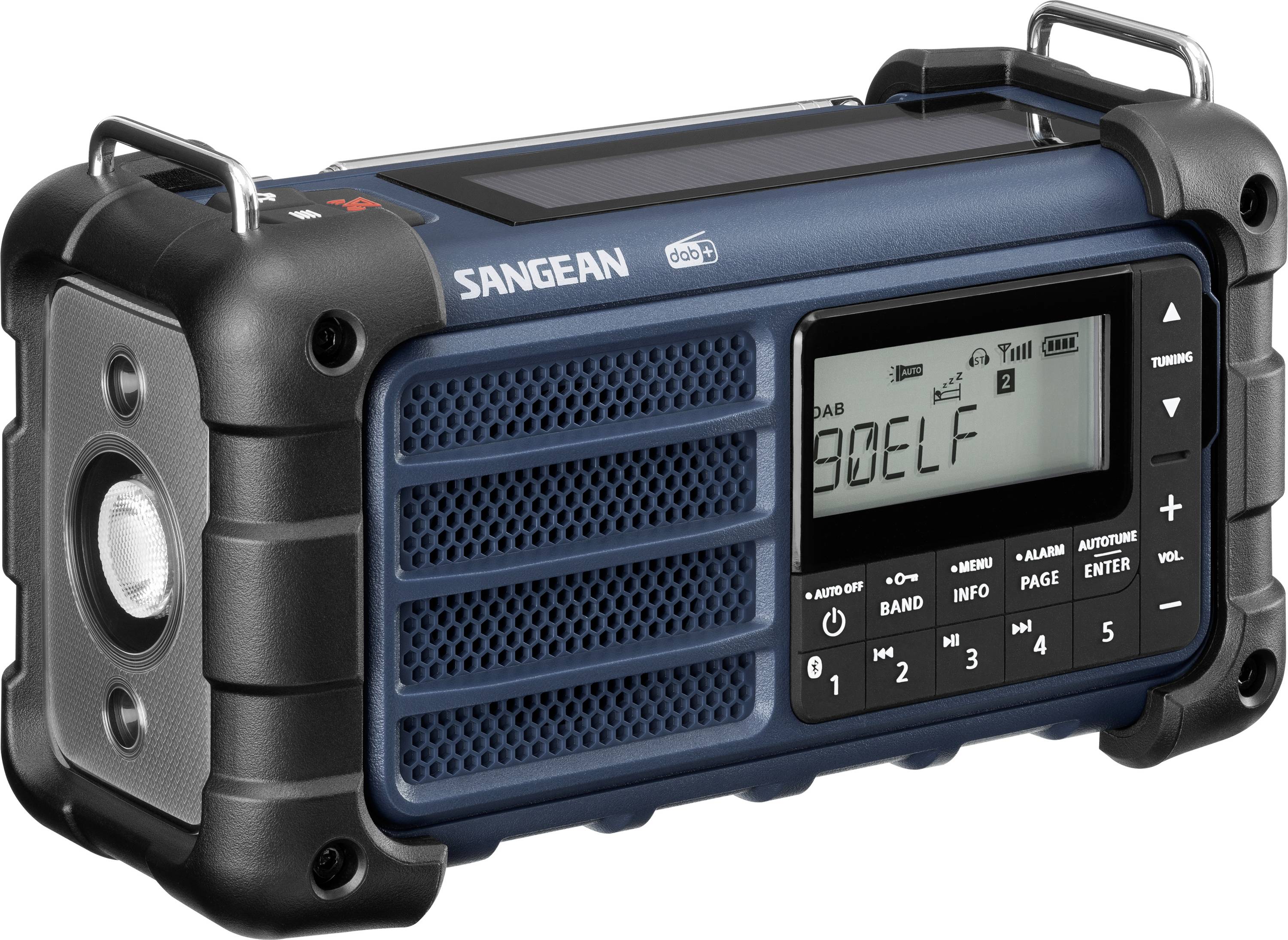 Sangean MMR-99 Outdoorradio DAB+, DAB, UKW Notfallradio, Bluetooth® Solarpanel, spritzwassergeschützt, staubdicht, Taschenlampe