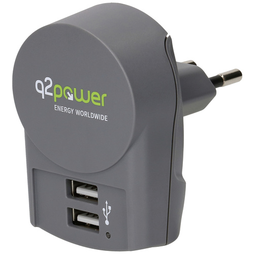Q2 Power Reiseladeadapter Steckdose Ausgangsstrom (max.) 2.4 A Anzahl Ausgänge: 2 x USB
