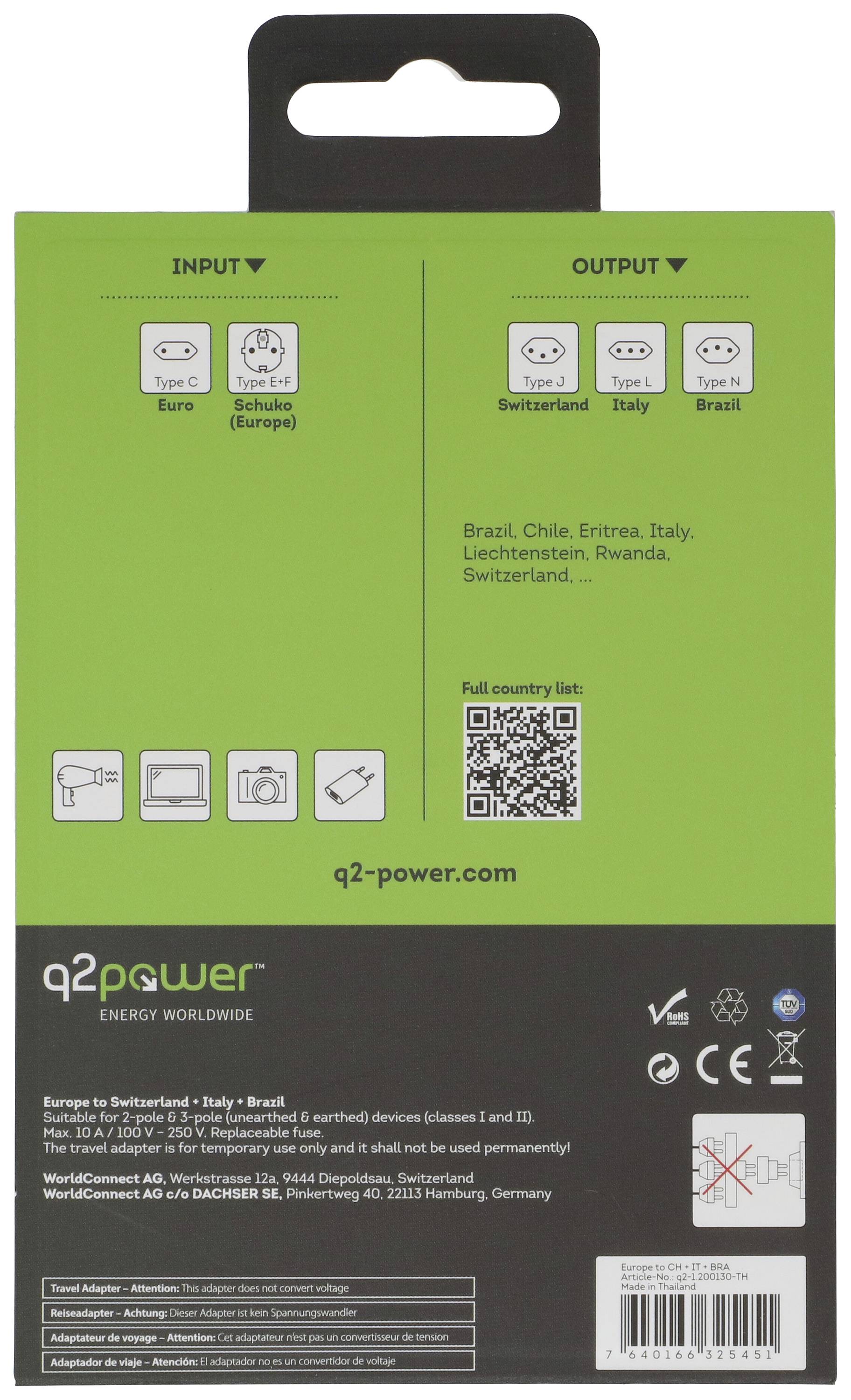 Q2 Power q2-1.200130-TH Reiseadapter
