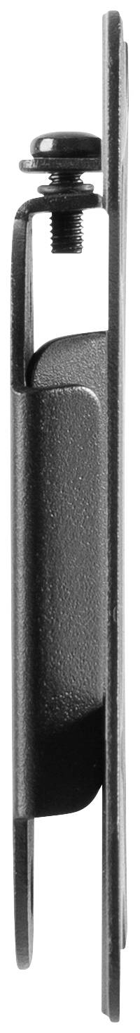 Seitenansicht einer schwarzen Scharnierrolle mit Schraubgewinde.