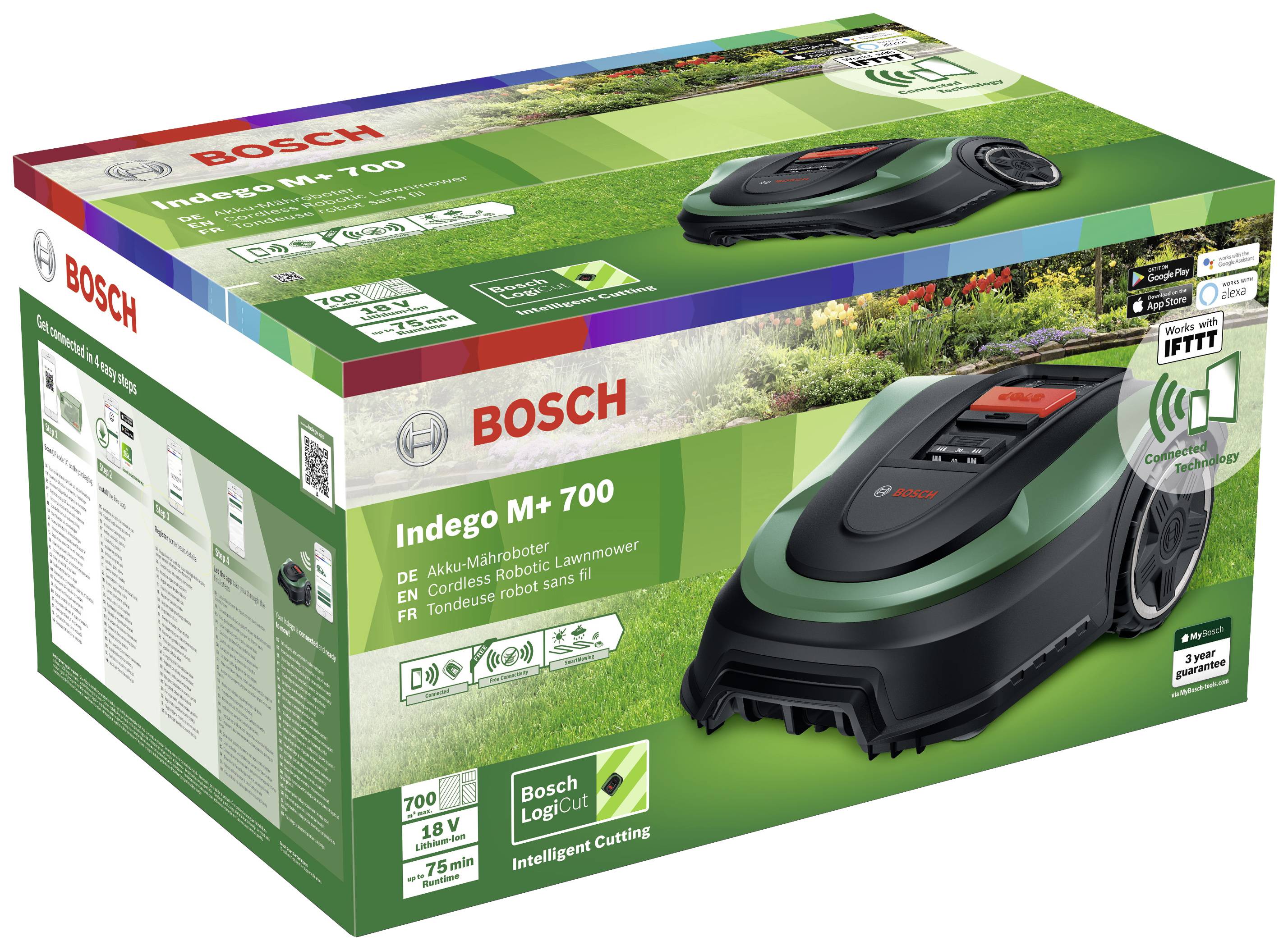 Bosch Home and Garden 06008B0333 Indego M+700 Mähroboter Geeignet für Fläche max. 700 m²