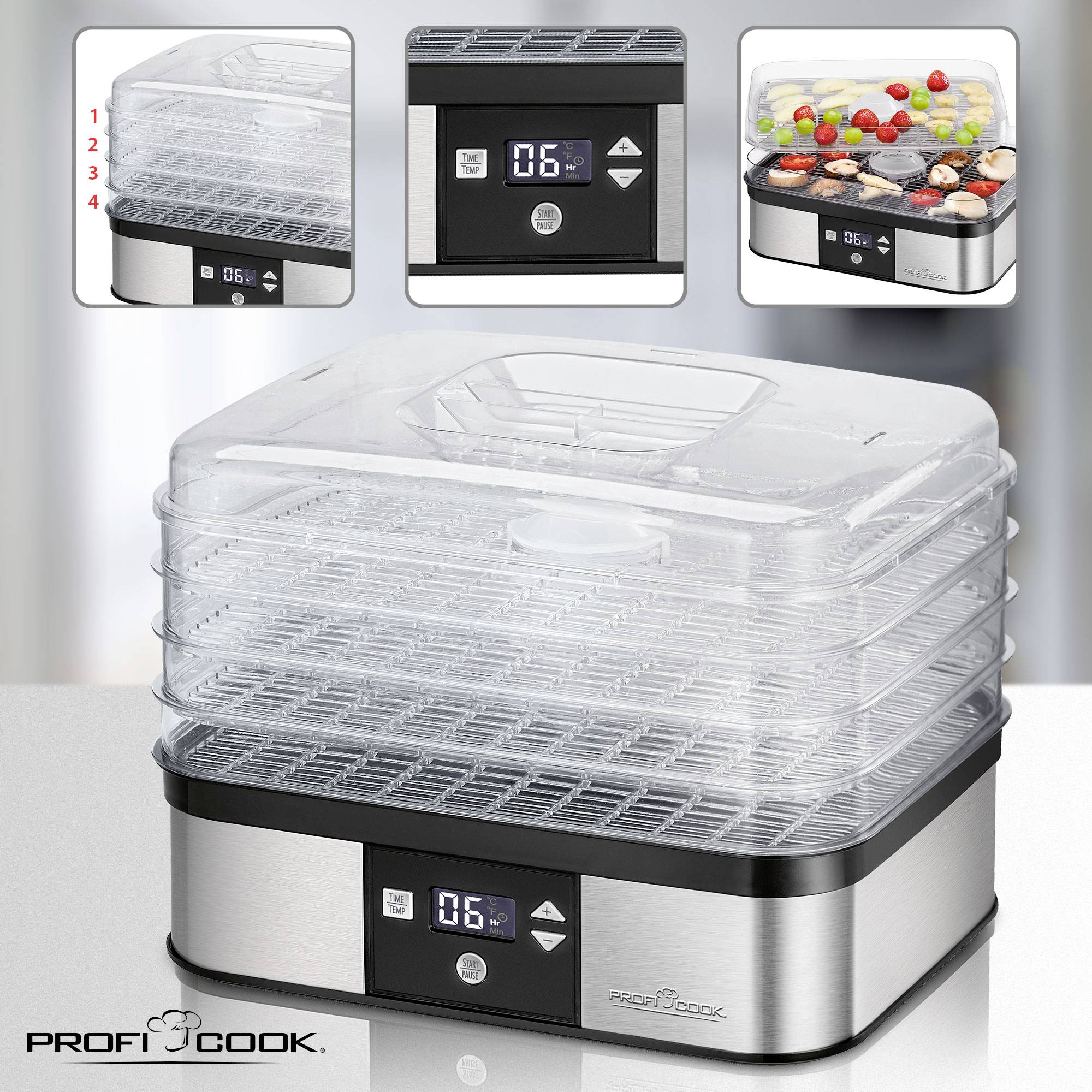 Profi Cook PC-DR 1116 501116 Dörrautomat Inox, Schwarz