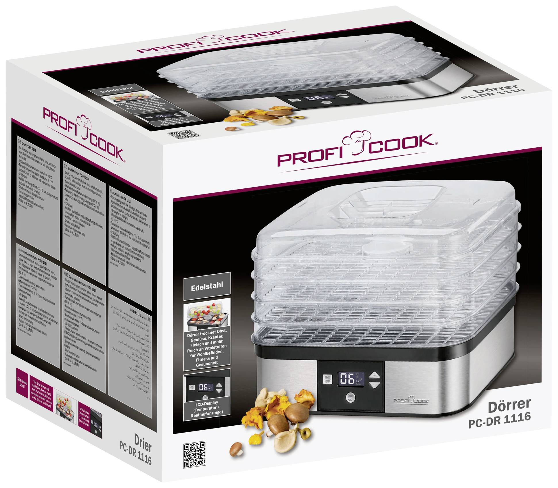 Profi Cook PC-DR 1116 501116 Dörrautomat Inox, Schwarz