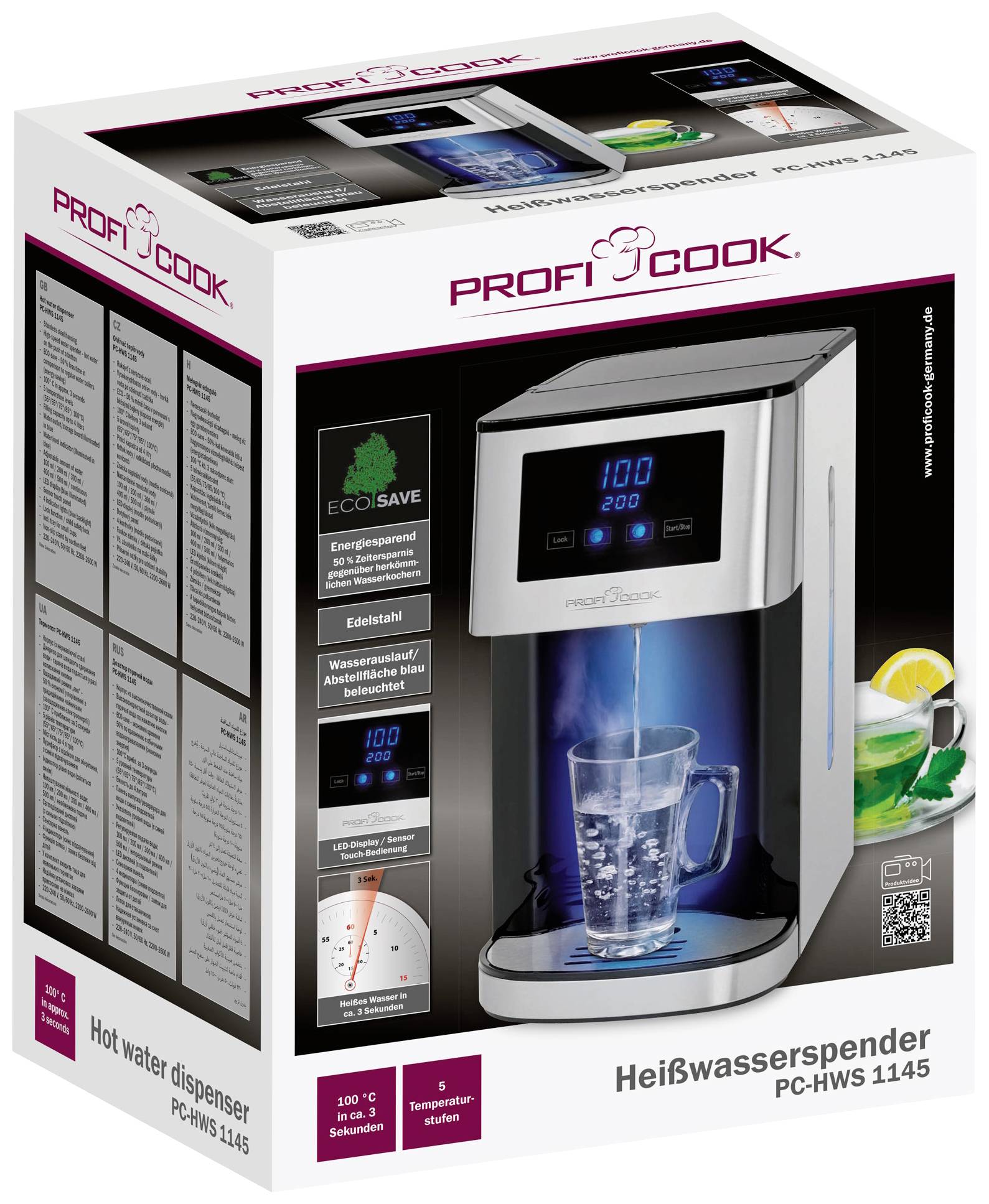 Profi Cook PC-HWS 1145 Heißwasserspender Edelstahl Fassungsvermögen: 4 l